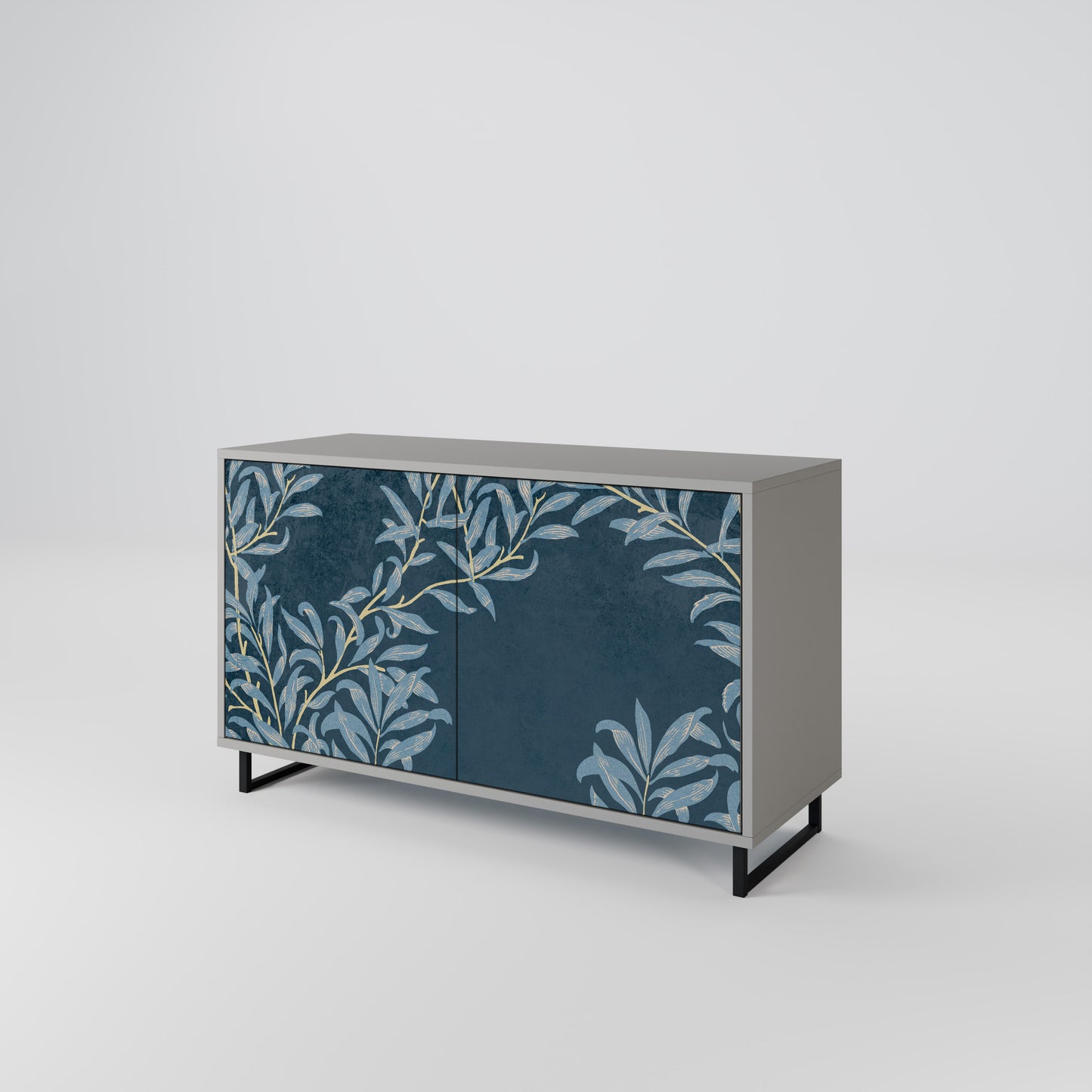BLUE LEAVES 2-Door Sideboard in Grey Finish
