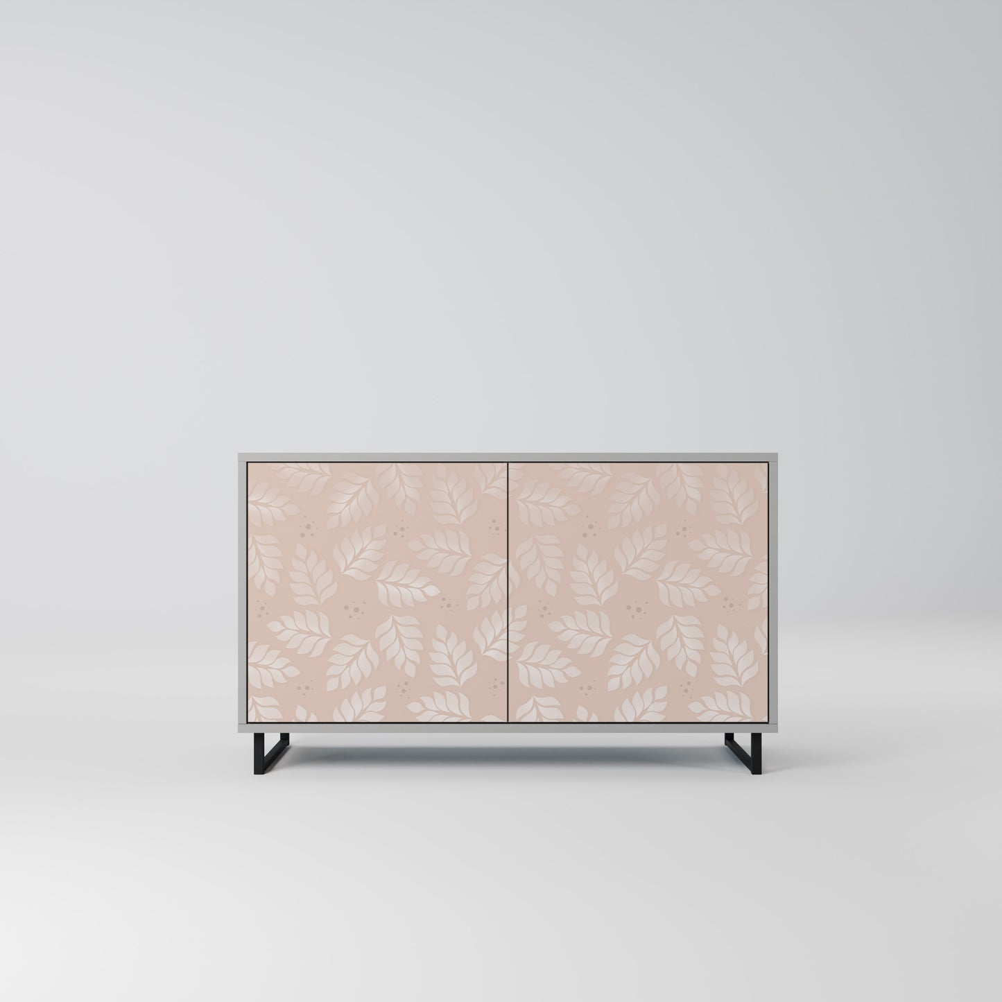 LÖV PÅ BEIGE 2-dörrars skänk i grå finish