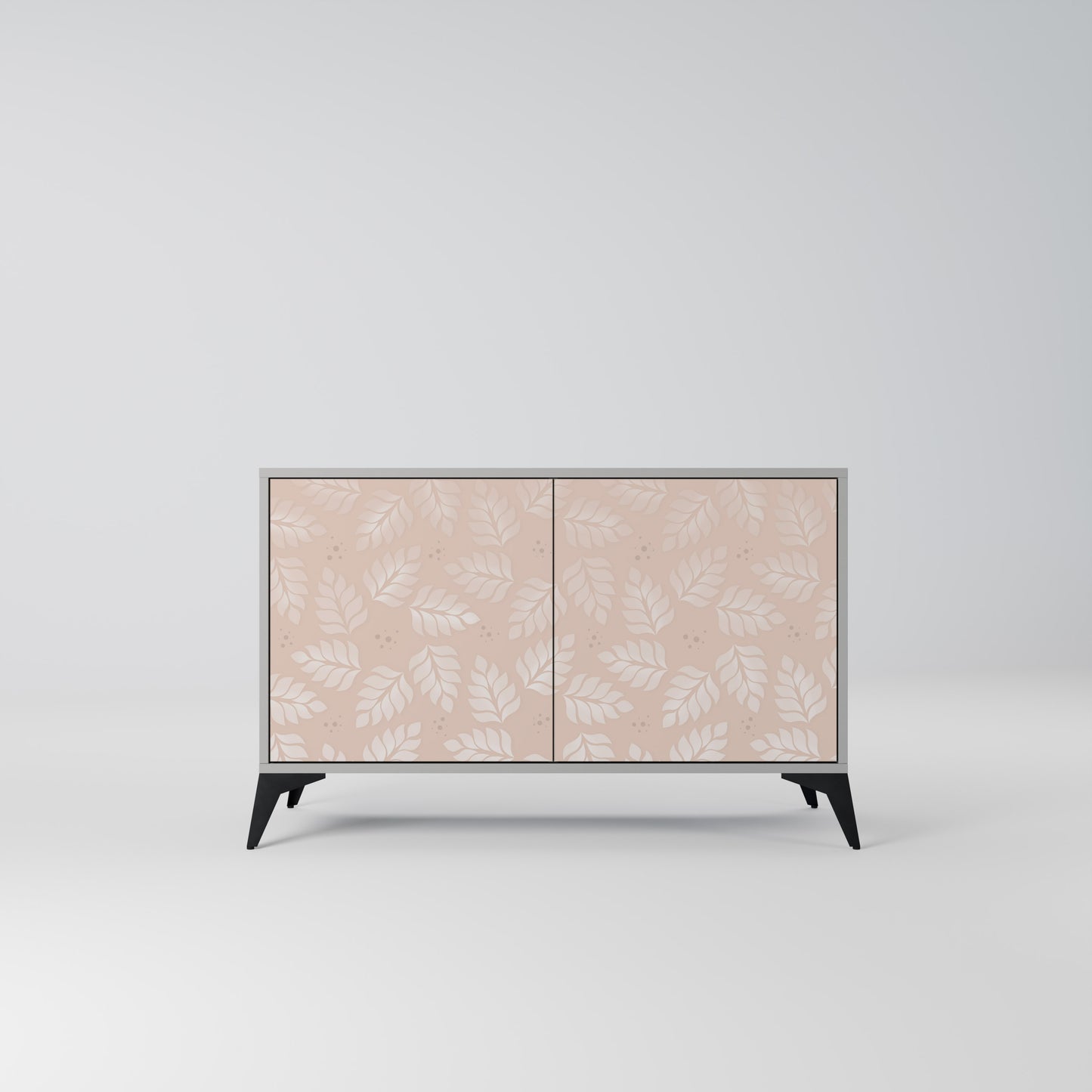 LÖV PÅ BEIGE 2-dörrars skänk i grå finish