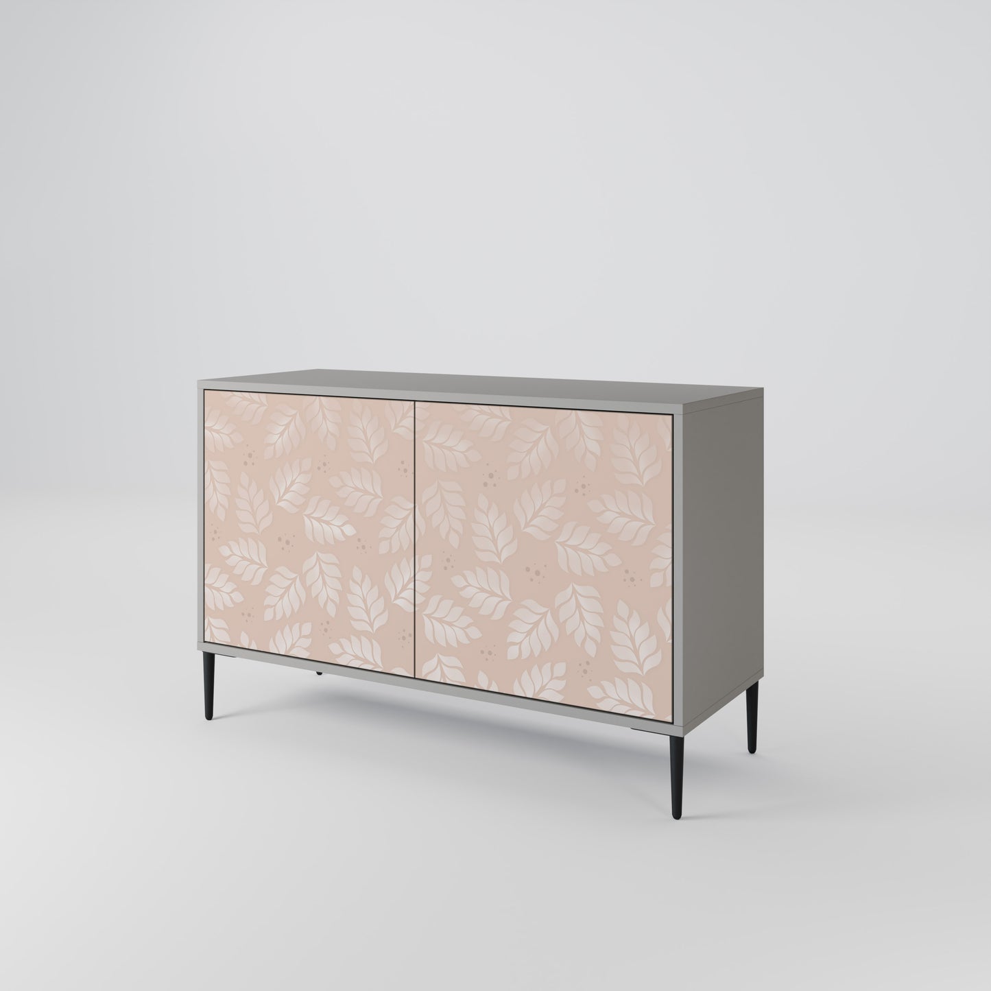 LÖV PÅ BEIGE 2-dörrars skänk i grå finish