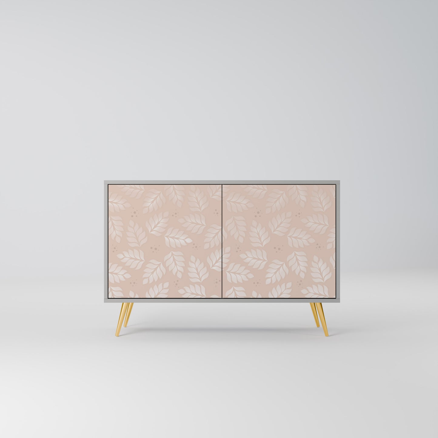 LÖV PÅ BEIGE 2-dörrars skänk i grå finish