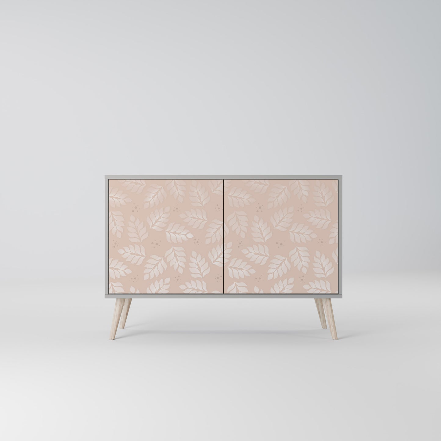 LÖV PÅ BEIGE 2-dörrars skänk i grå finish
