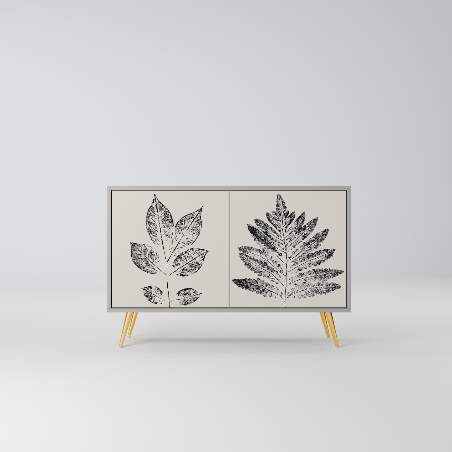 LEAFY STAMPS 2-dörrars skänk i grå finish
