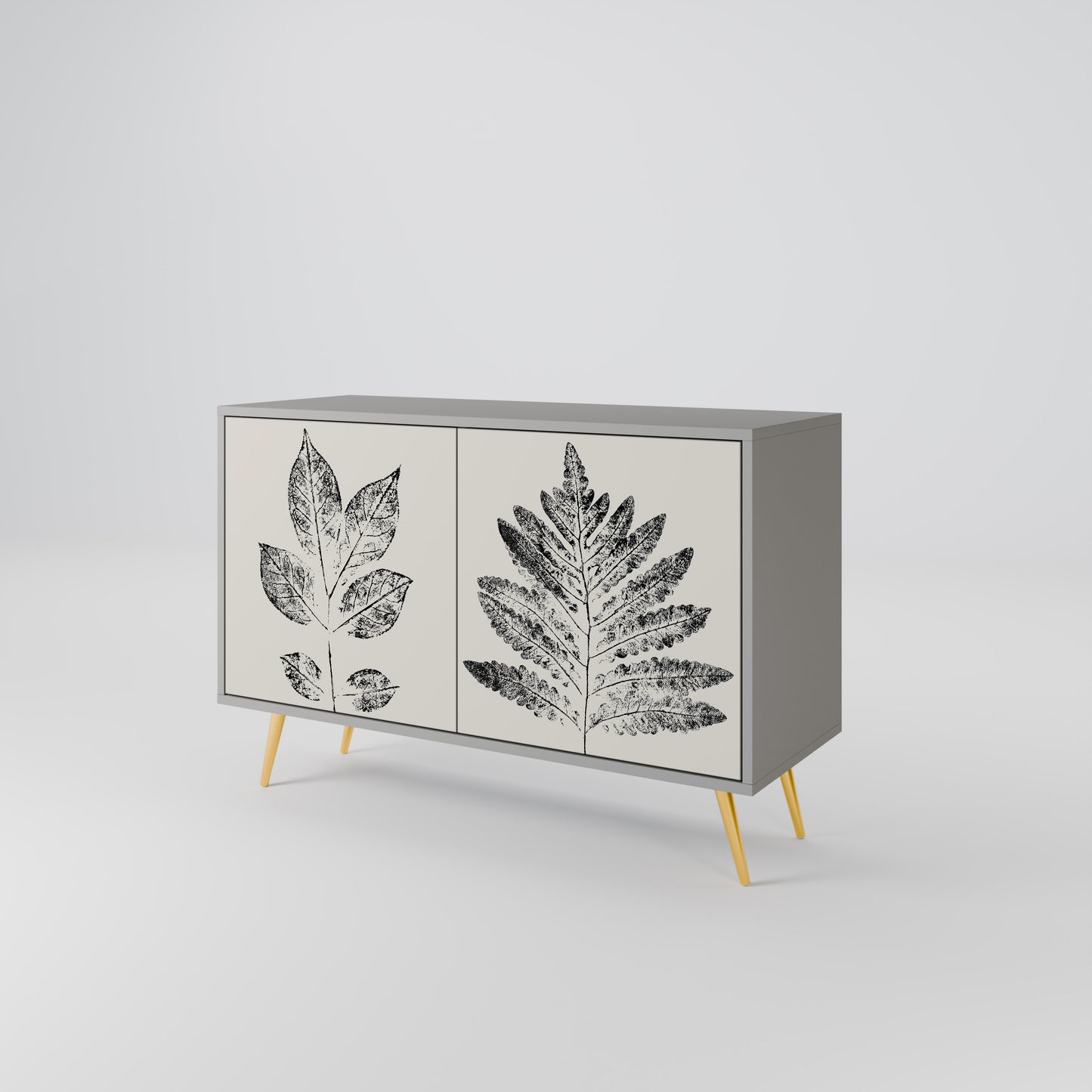 LEAFY STAMPS 2-dörrars skänk i grå finish