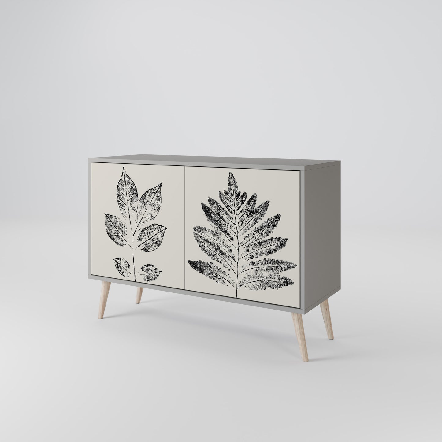 LEAFY STAMPS 2-dörrars skänk i grå finish
