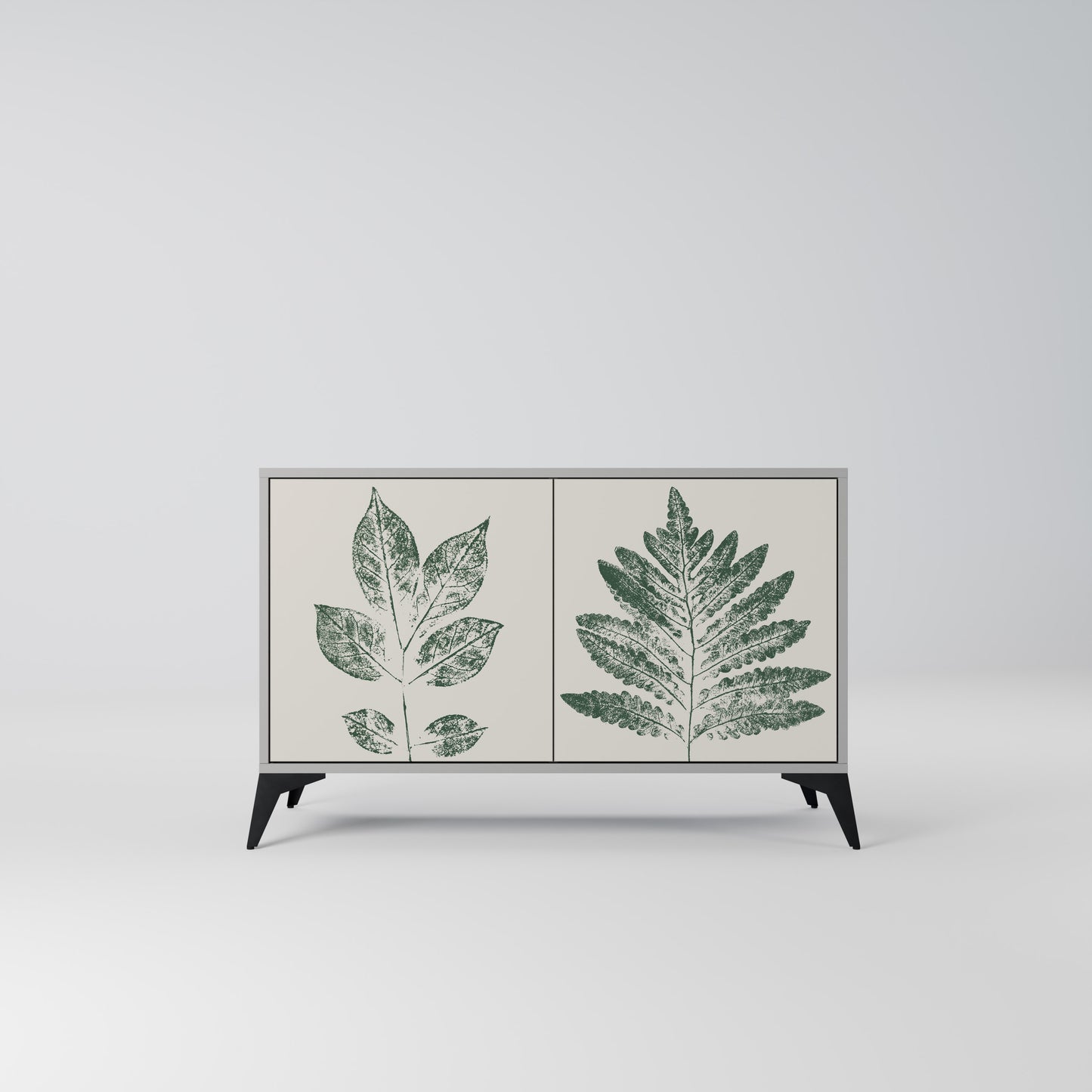 GREEN LEAFY STAMPS 2-Door Sideboard in Grey Finish