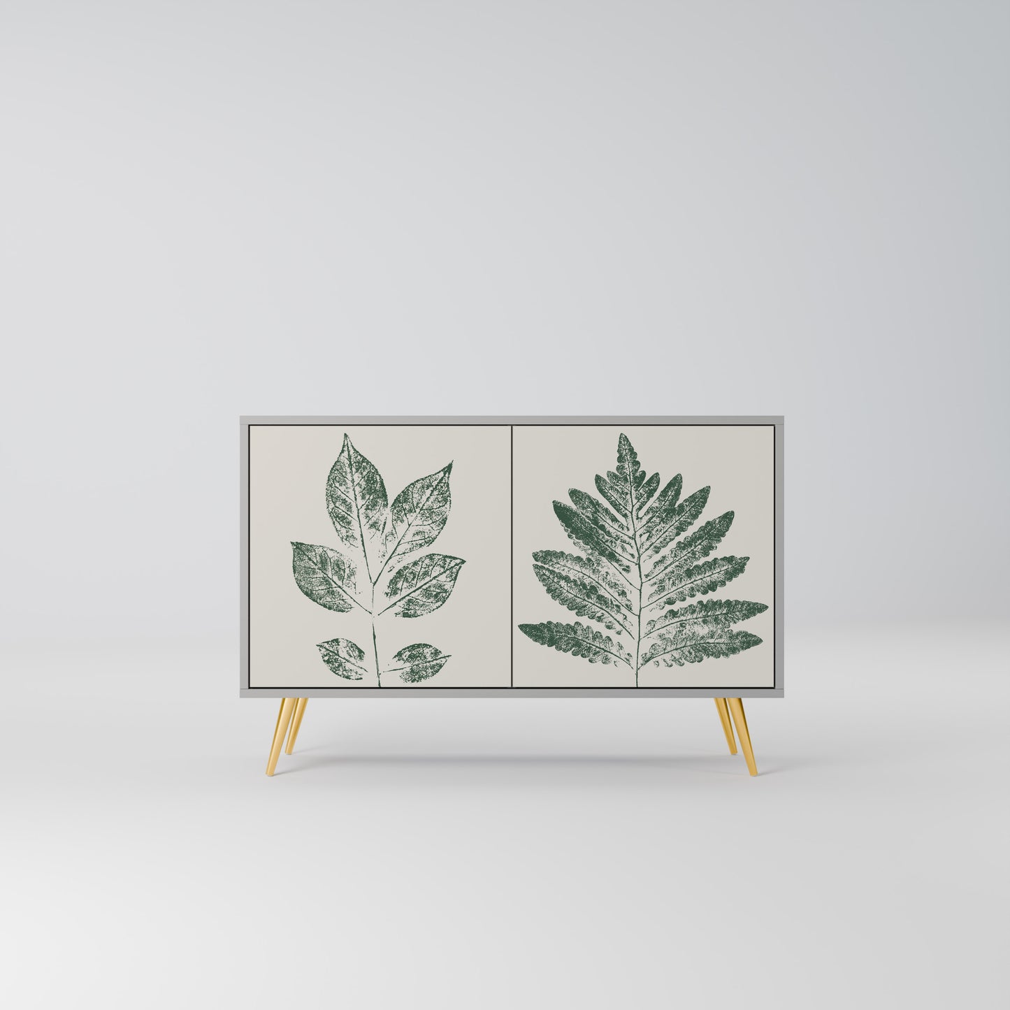 GREEN LEAFY STAMPS 2-Door Sideboard in Grey Finish