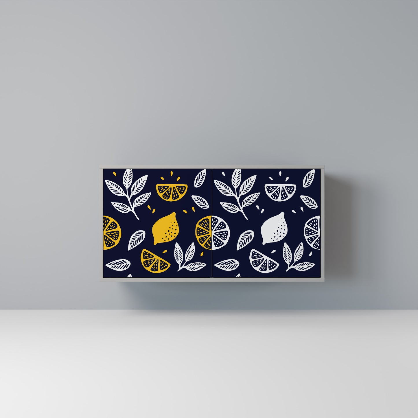 CITRUS BLACK AND WHITE 2-Door Sideboard in Grey Finish