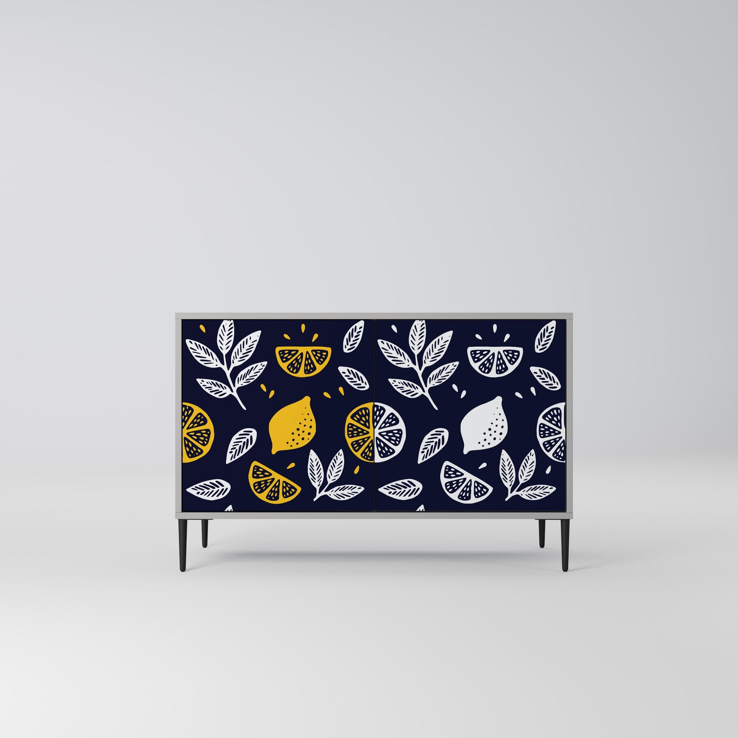 CITRUS BLACK AND WHITE 2-Door Sideboard in Grey Finish
