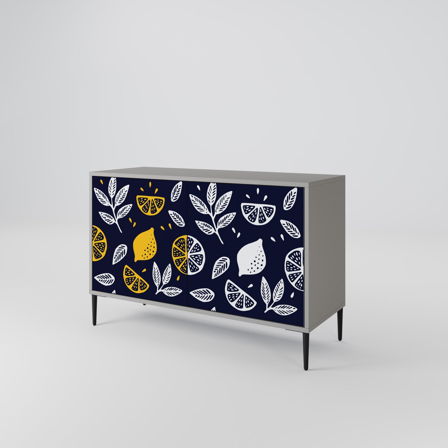 CITRUS BLACK AND WHITE 2-Door Sideboard in Grey Finish