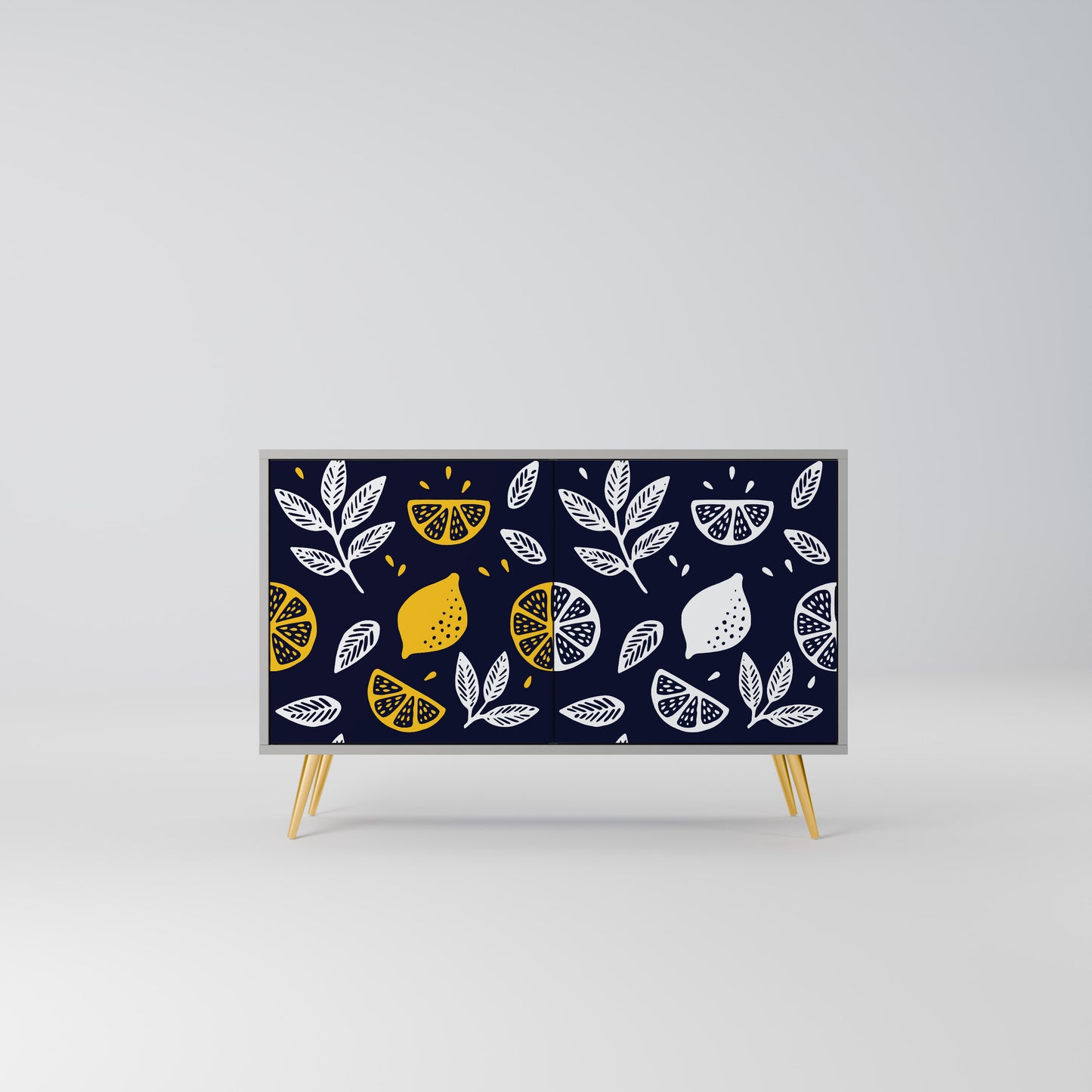 CITRUS BLACK AND WHITE 2-Door Sideboard in Grey Finish
