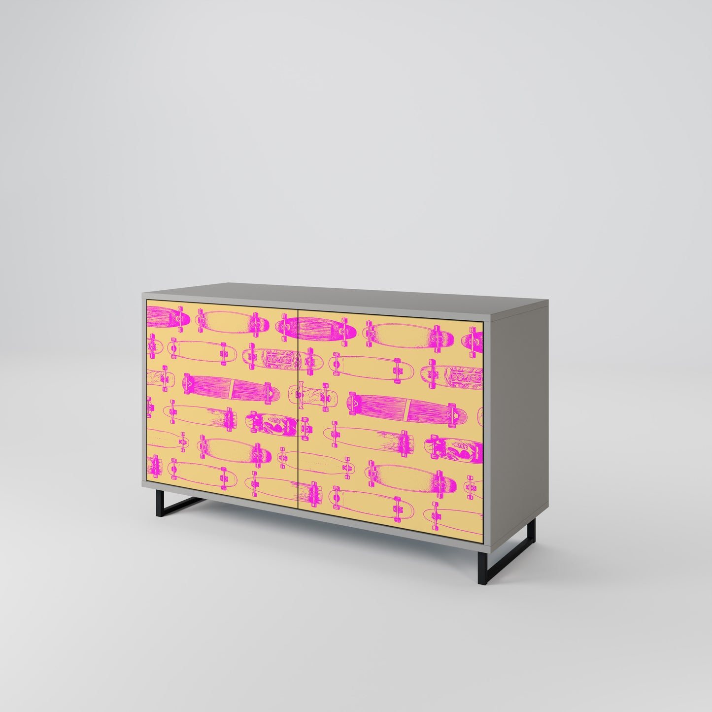 SKATEBOARD ARTISTRY 2-Door Sideboard in Grey Finish