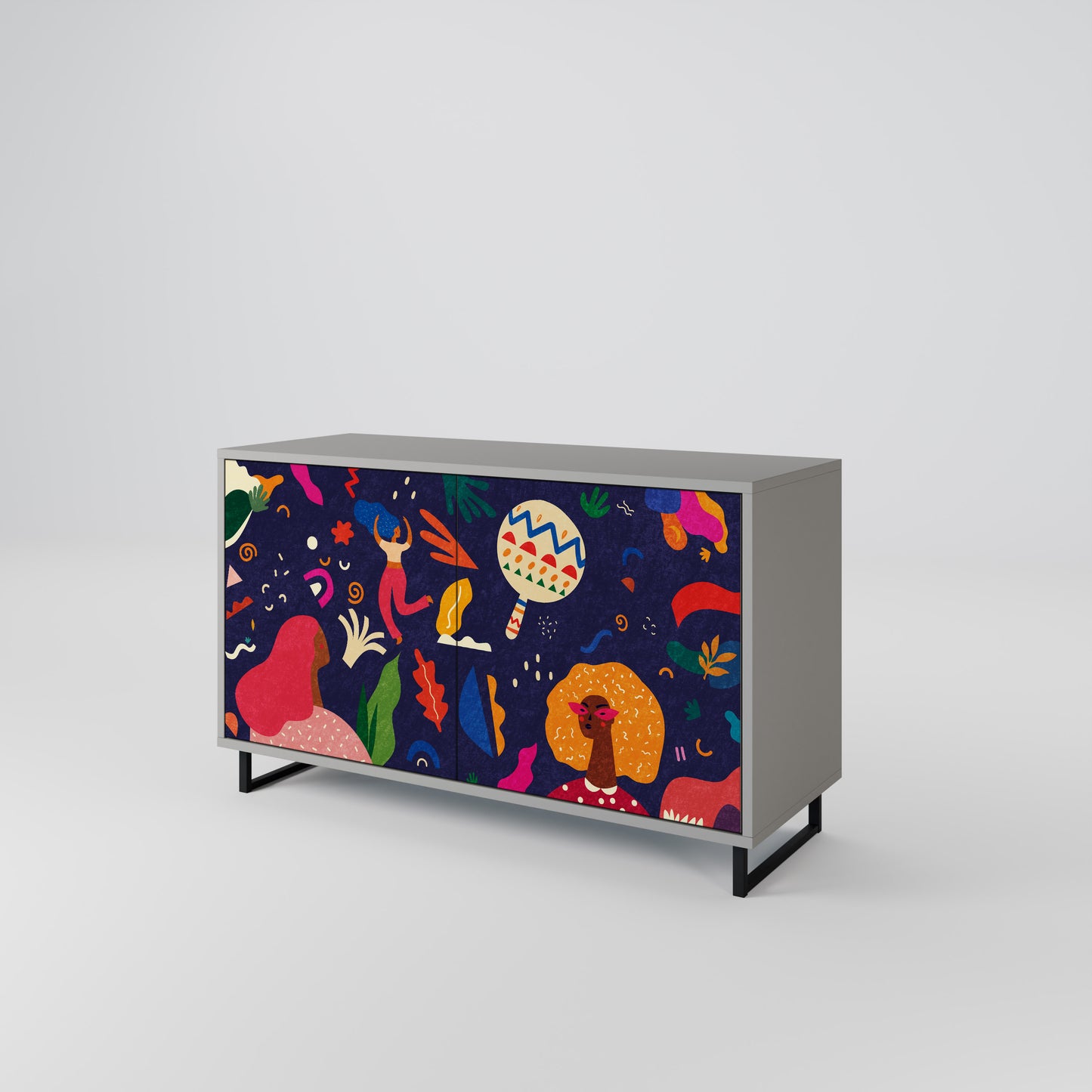 FESTIVE PLEASURES 2-Door Sideboard in Grey Finish