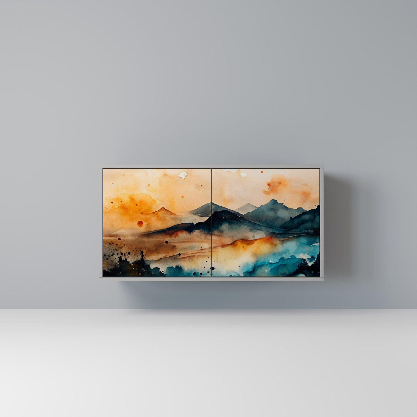 OMINOUS MOUNTAINS 2-Door Sideboard in Grey Finish