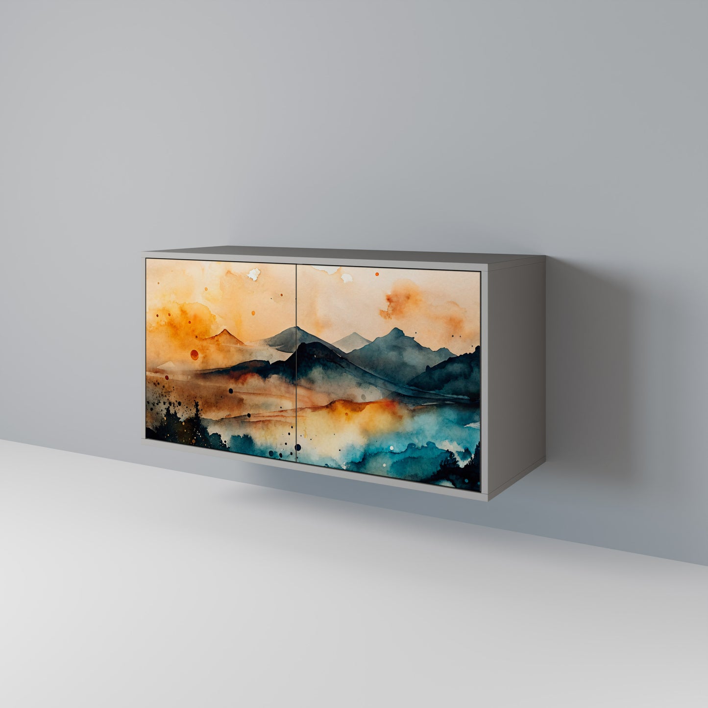 OMINOUS MOUNTAINS 2-Door Sideboard in Grey Finish