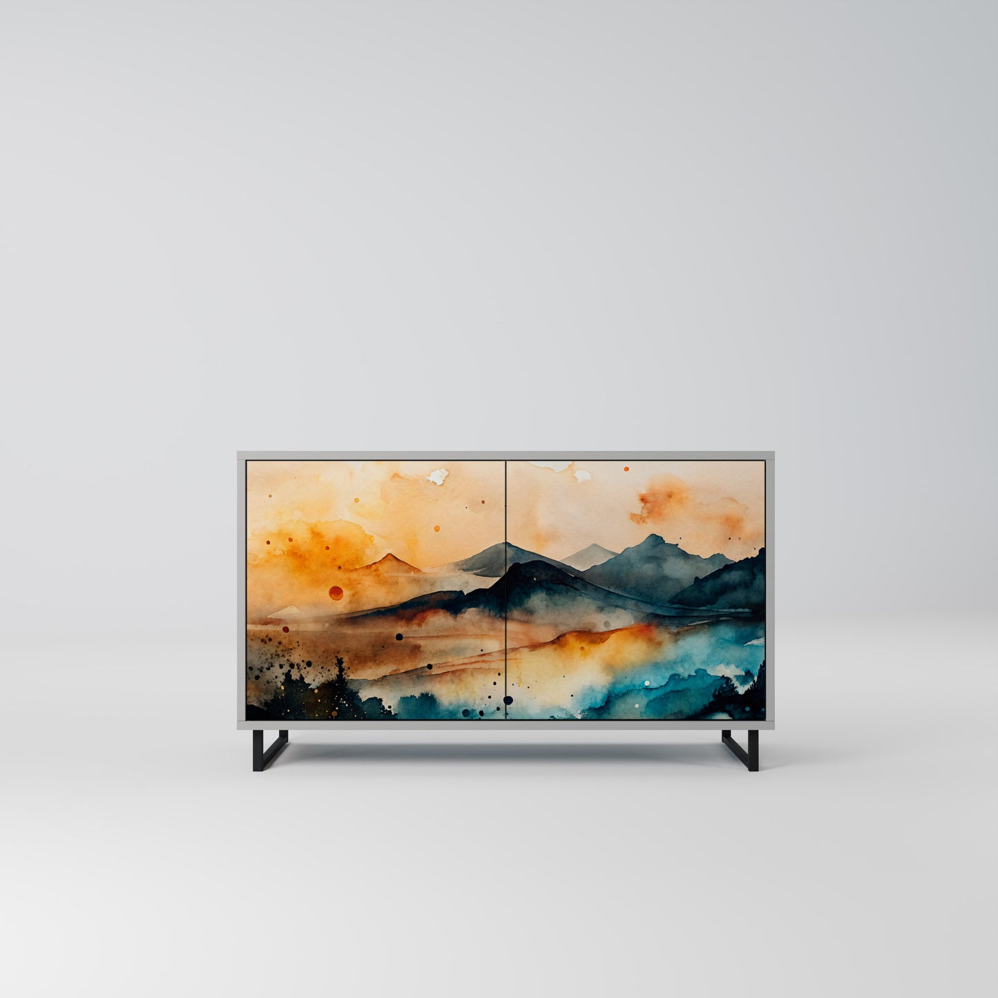 OMINOUS MOUNTAINS 2-Door Sideboard in Grey Finish