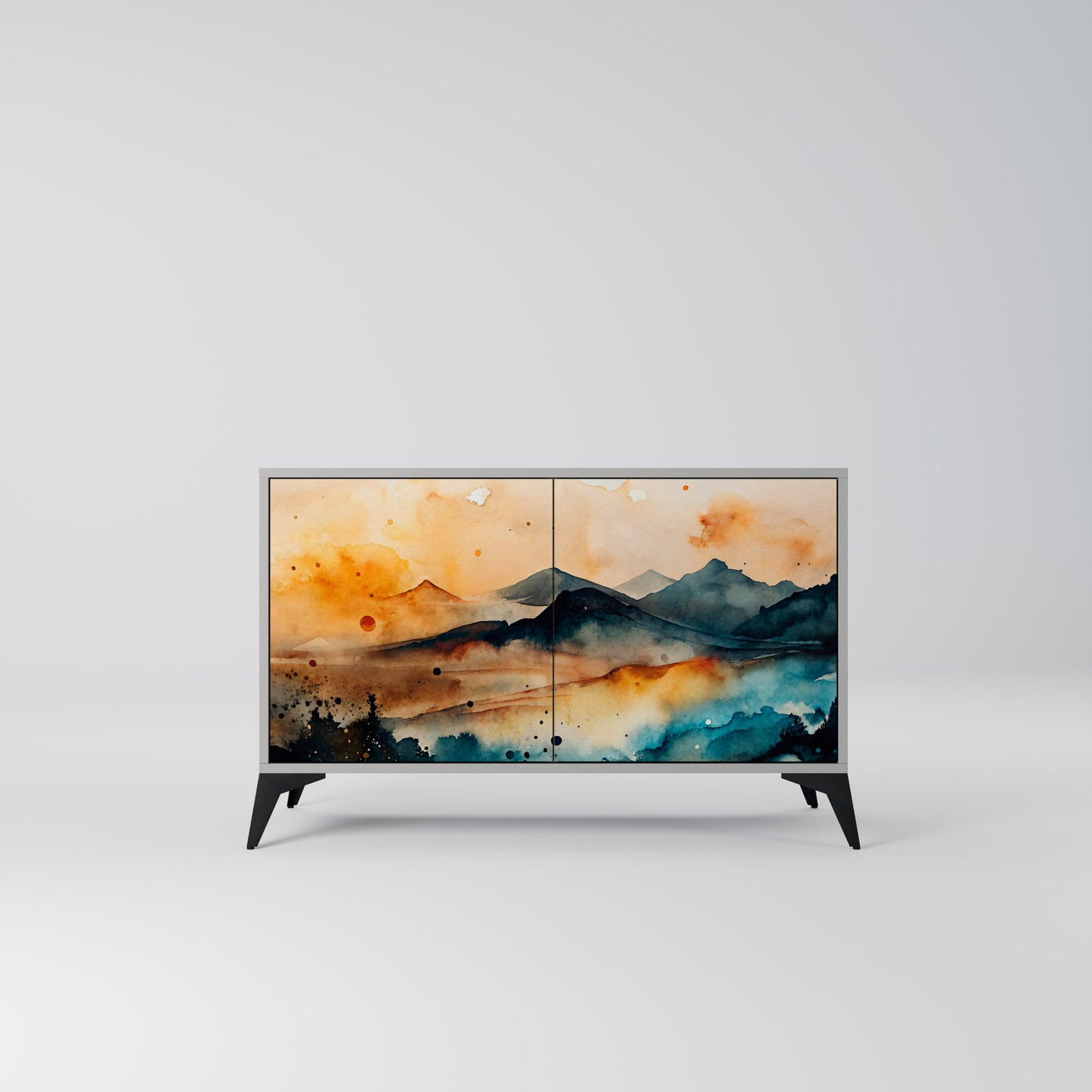 OMINOUS MOUNTAINS 2-Door Sideboard in Grey Finish