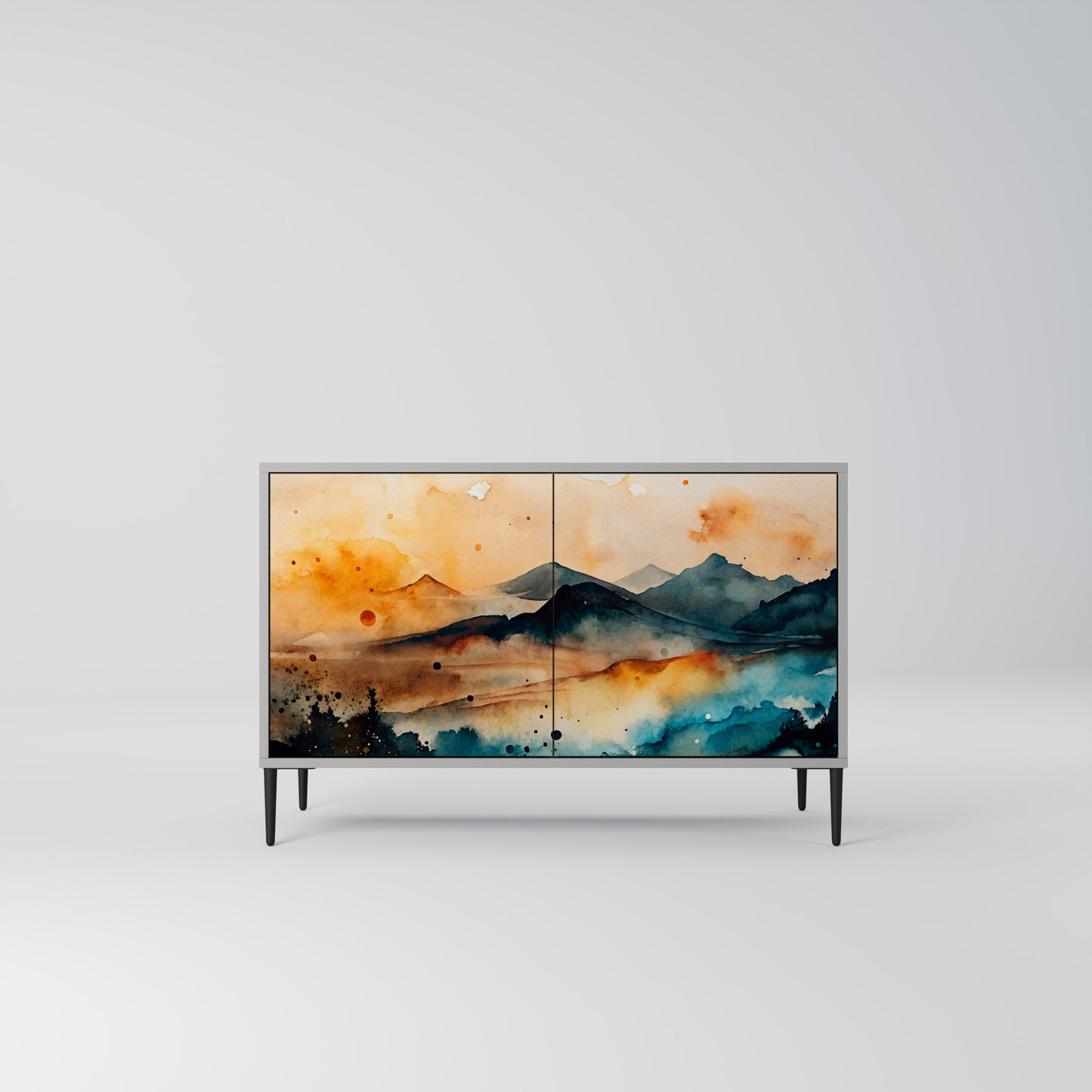 OMINOUS MOUNTAINS 2-Door Sideboard in Grey Finish