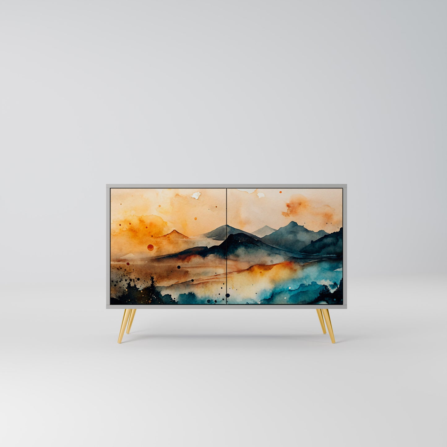 OMINOUS MOUNTAINS 2-Door Sideboard in Grey Finish
