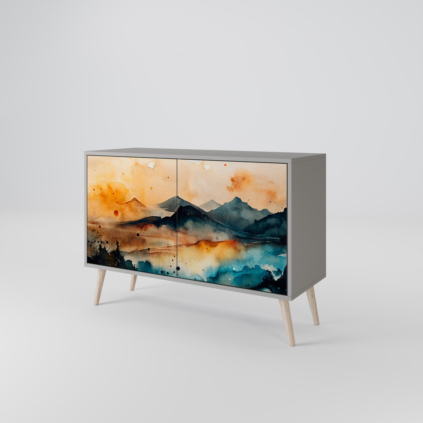 OMINOUS MOUNTAINS 2-Door Sideboard in Grey Finish
