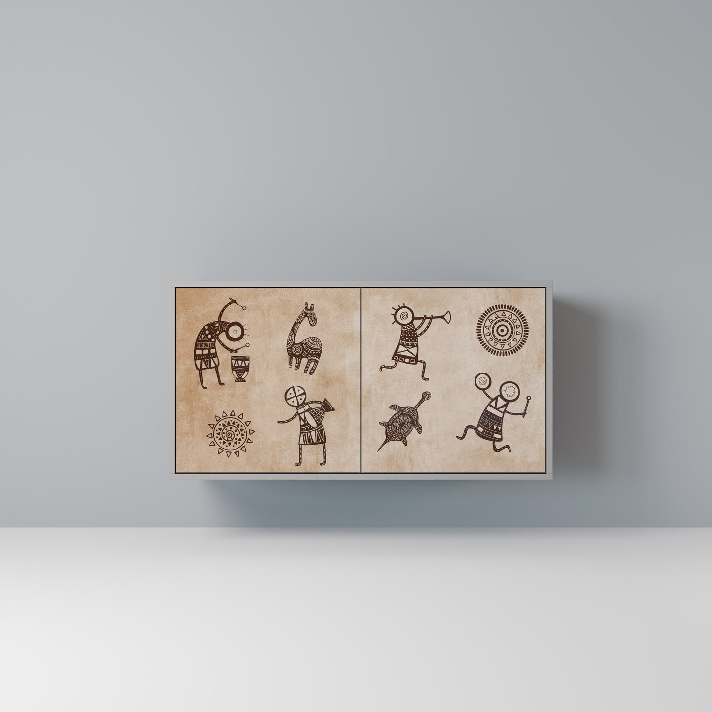 AFRICAN STYLE 2-Door Sideboard in Grey Finish