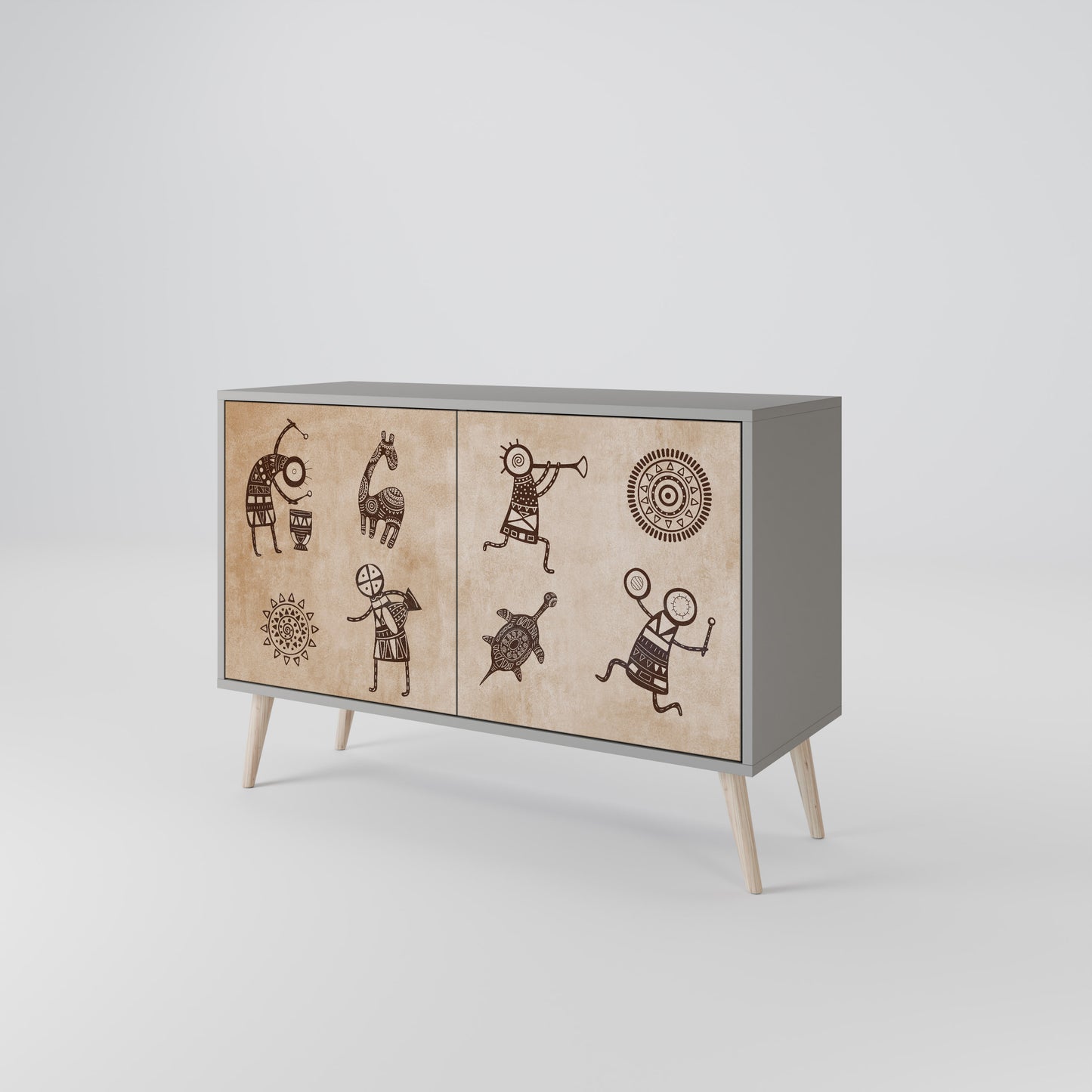 AFRICAN STYLE 2-Door Sideboard in Grey Finish