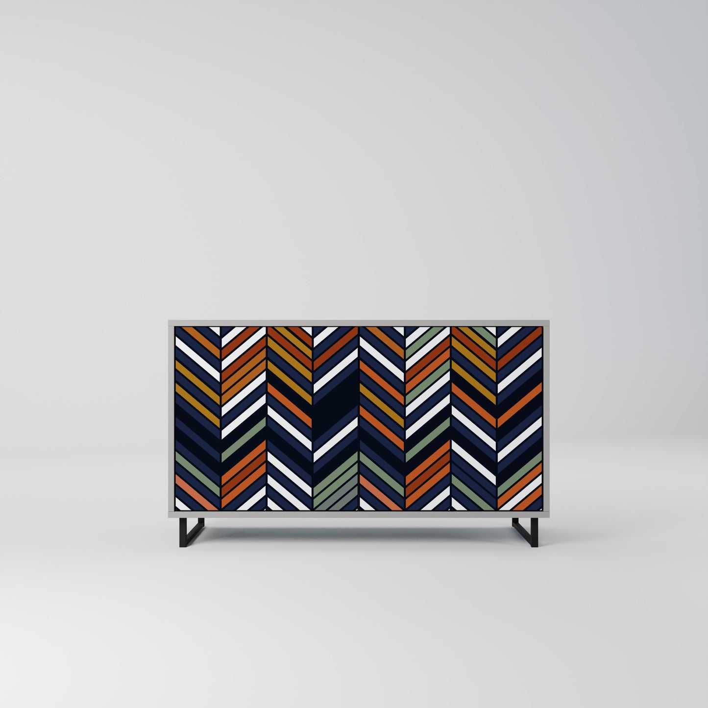 VIBRANT PATCHWORK 2-Door Sideboard in Grey Finish