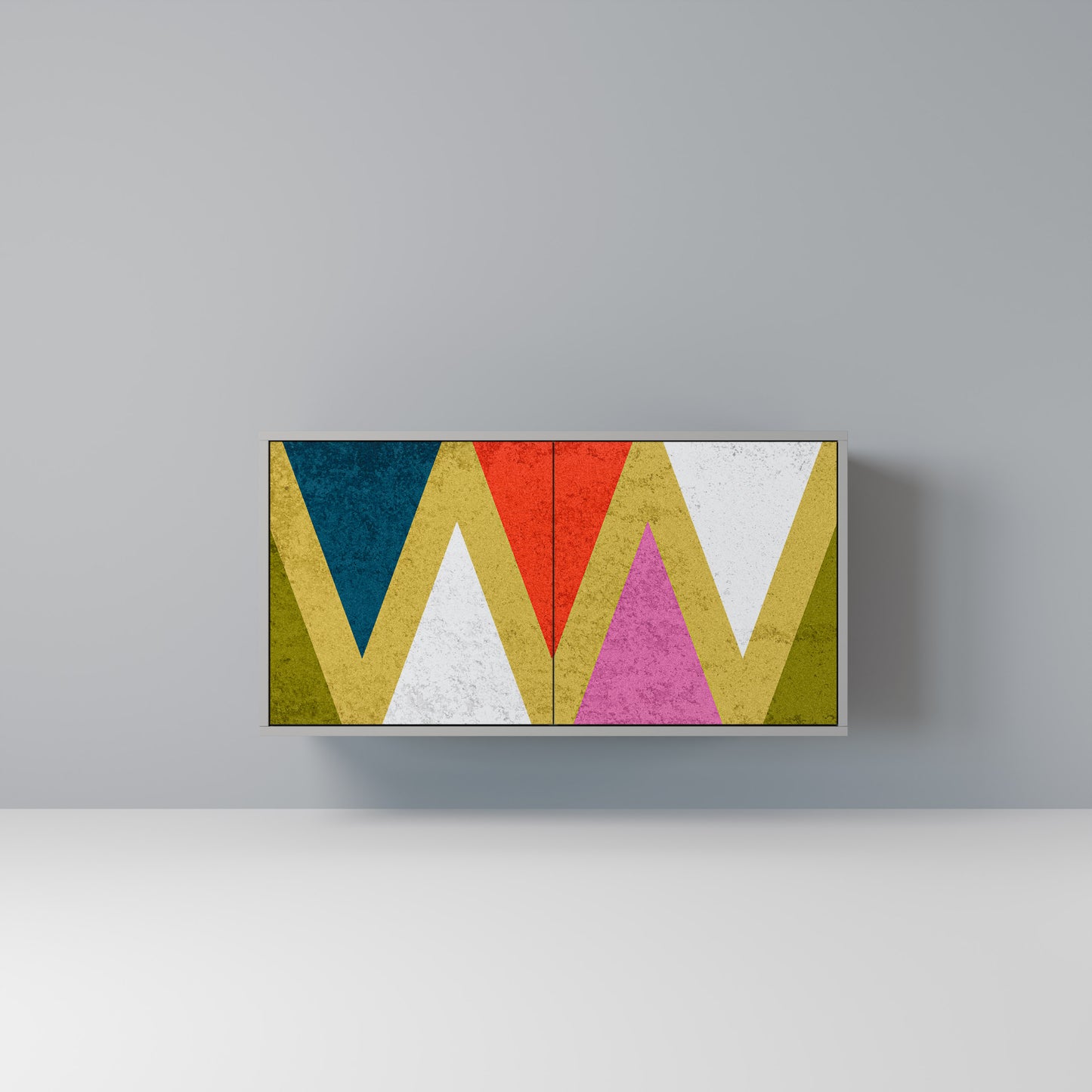 COLORFUL TRIANGLES 2-Door Sideboard in Grey Finish