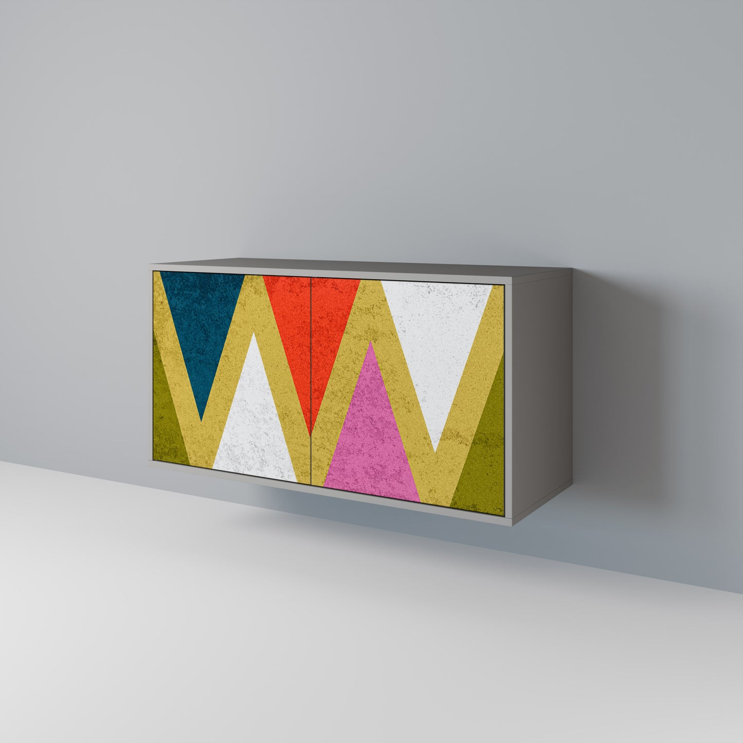 COLORFUL TRIANGLES 2-Door Sideboard in Grey Finish