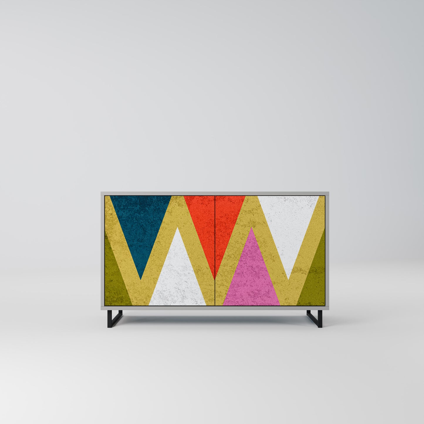 COLORFUL TRIANGLES 2-Door Sideboard in Grey Finish