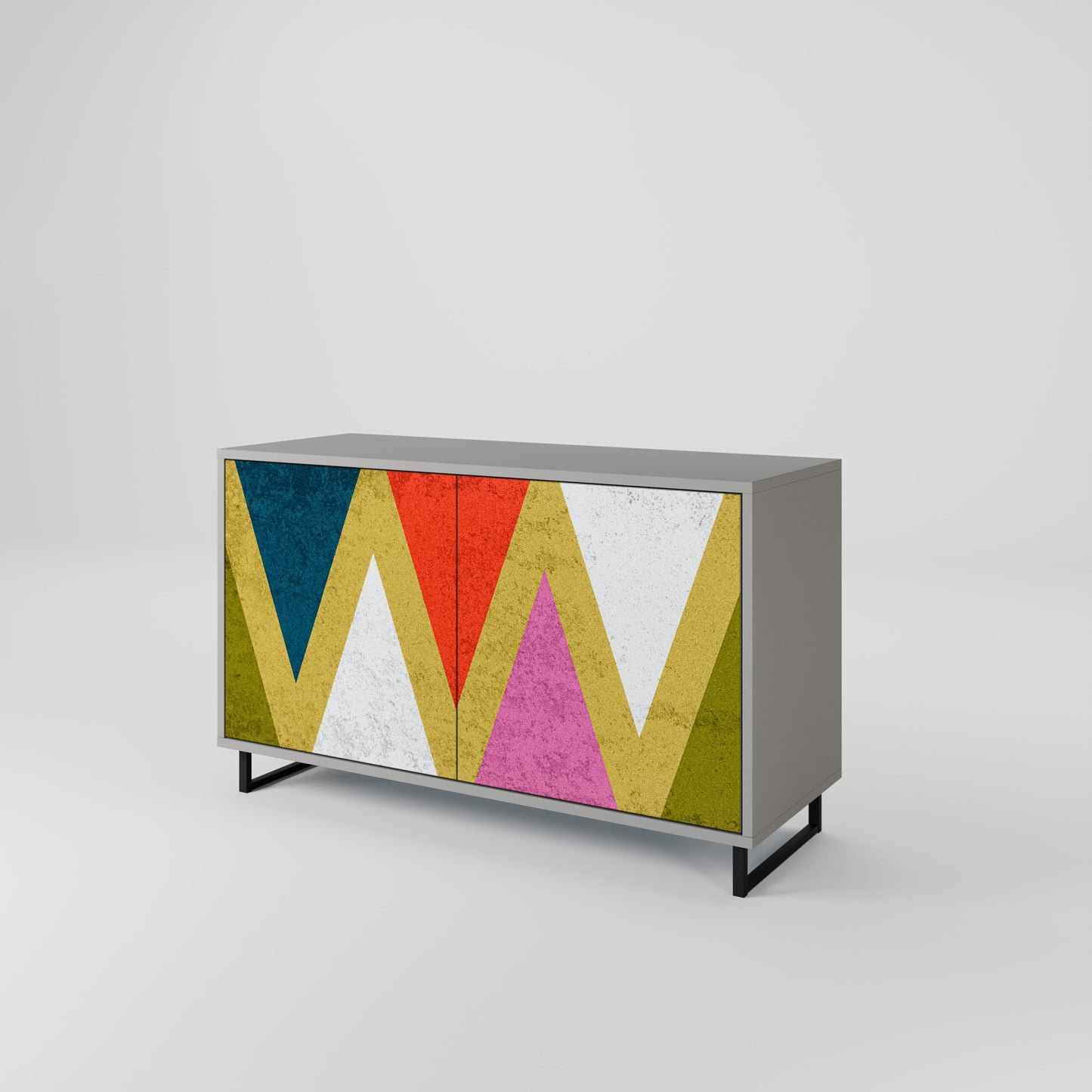 COLORFUL TRIANGLES 2-Door Sideboard in Grey Finish