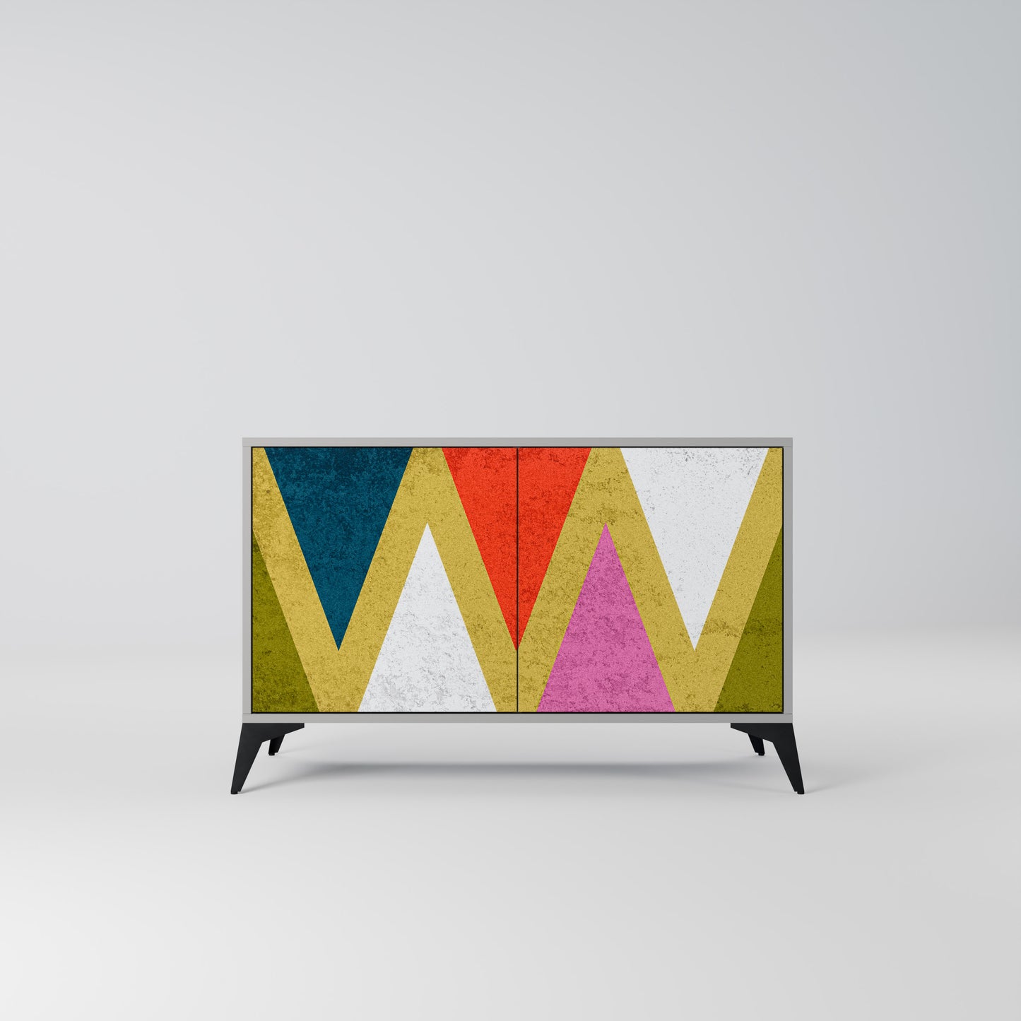 COLORFUL TRIANGLES 2-Door Sideboard in Grey Finish