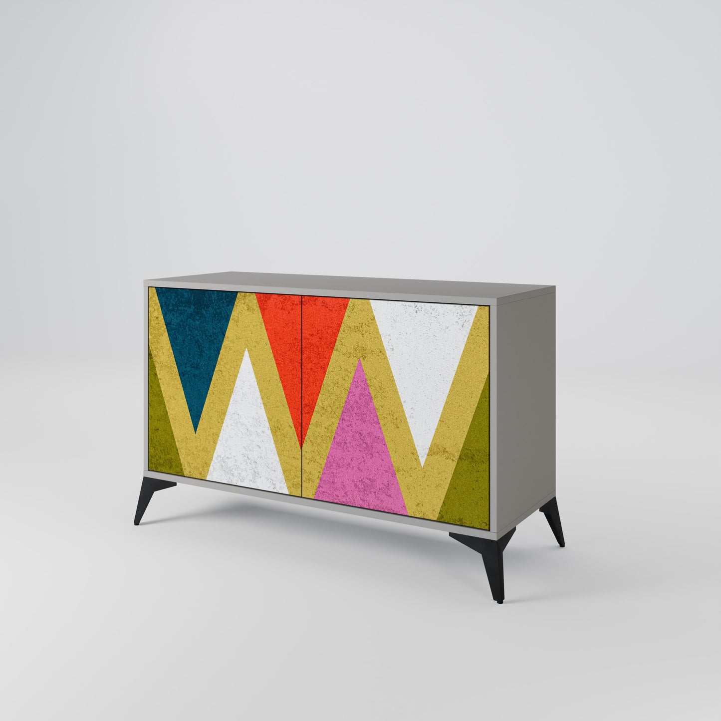 COLORFUL TRIANGLES 2-Door Sideboard in Grey Finish