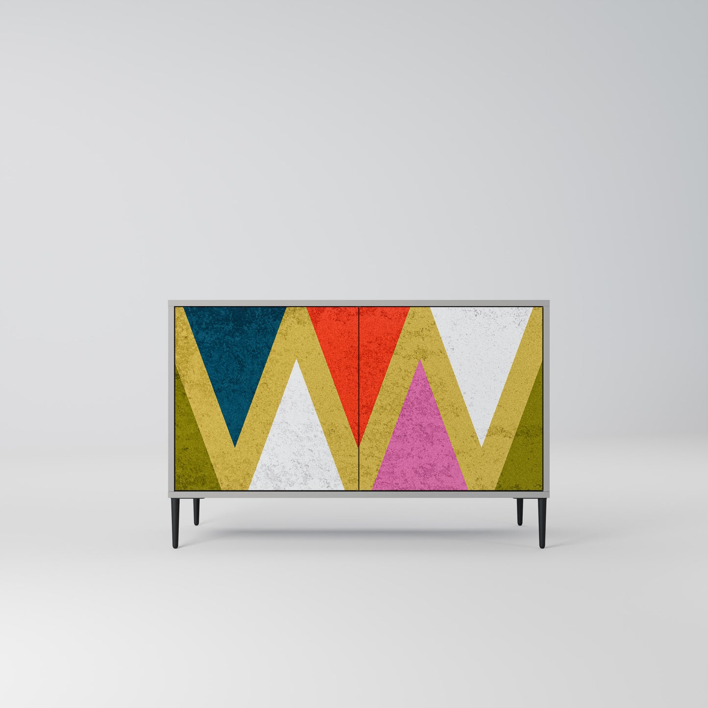 COLORFUL TRIANGLES 2-Door Sideboard in Grey Finish