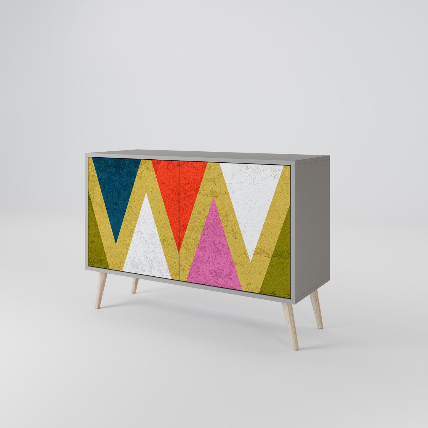 COLORFUL TRIANGLES 2-Door Sideboard in Grey Finish
