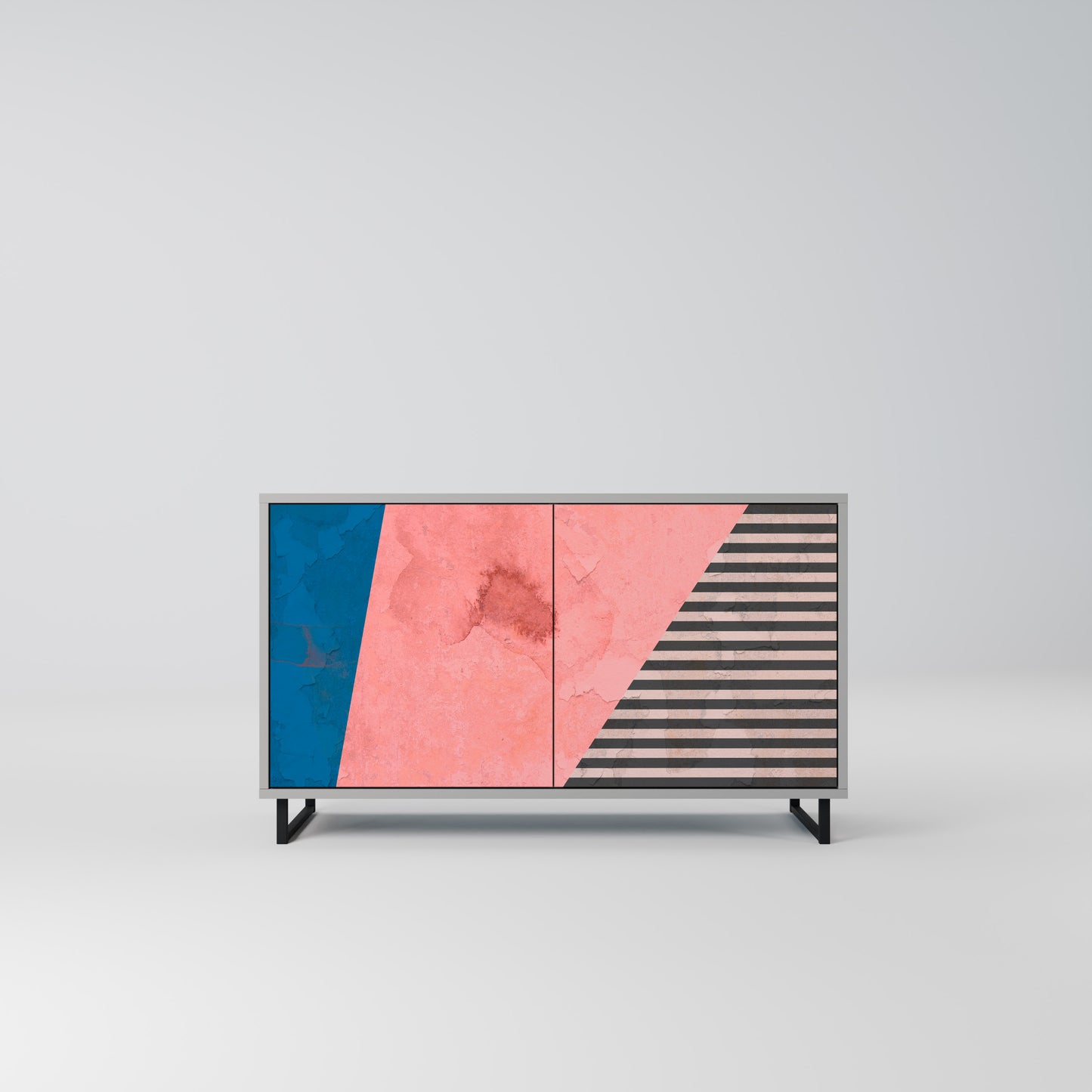 GLAMOROUS STRIPE 2-Door Sideboard in Grey Finish