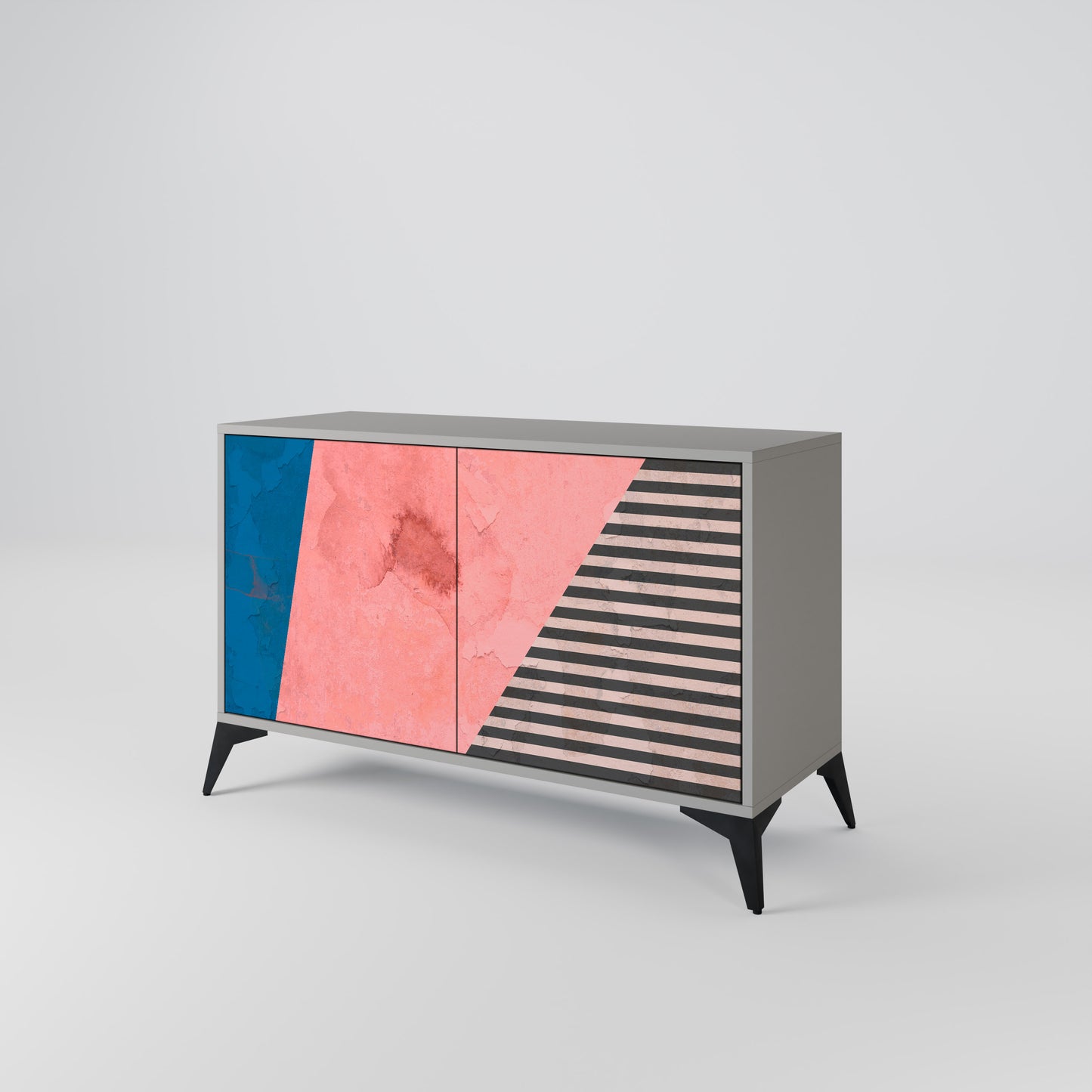GLAMOROUS STRIPE 2-Door Sideboard in Grey Finish