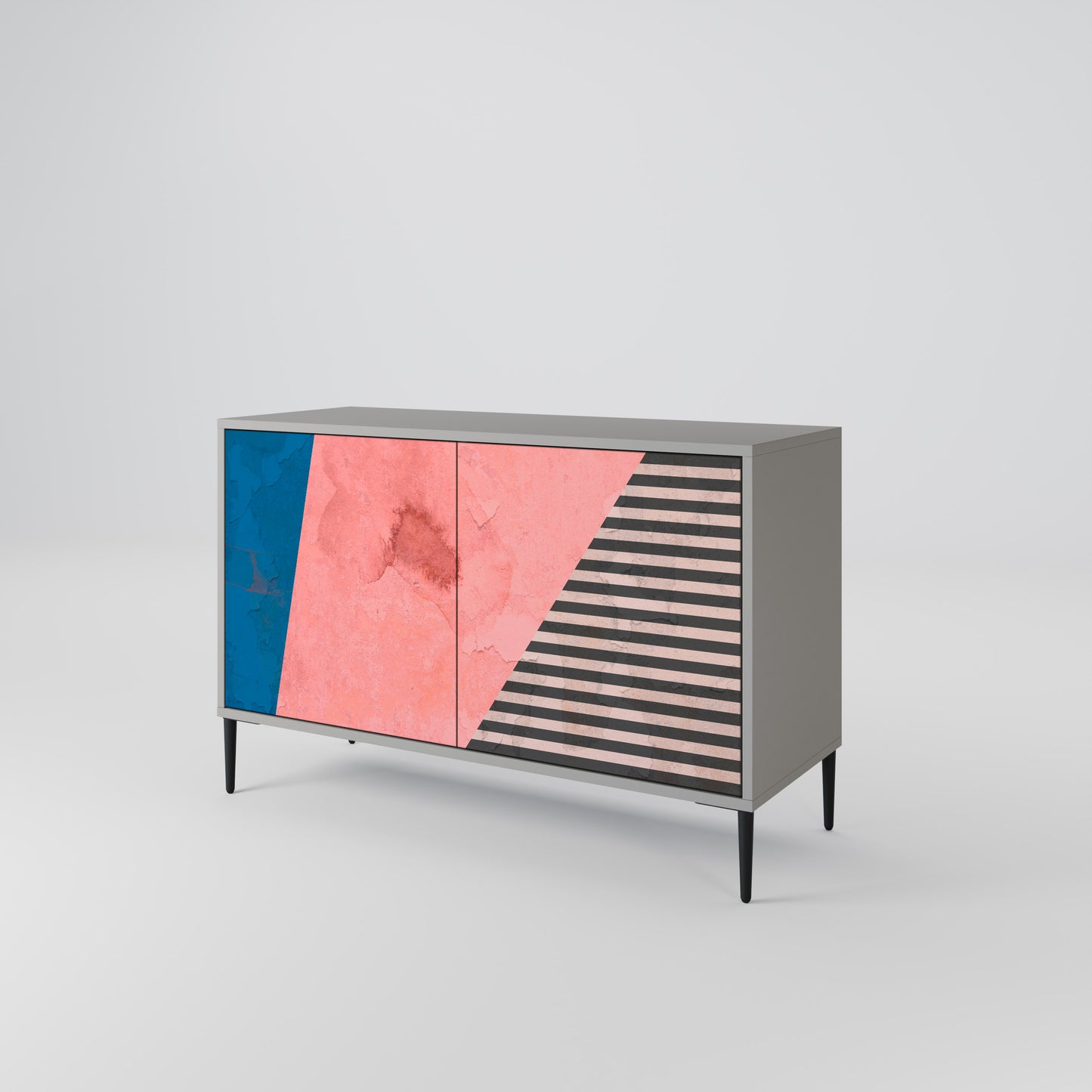 GLAMOROUS STRIPE 2-Door Sideboard in Grey Finish