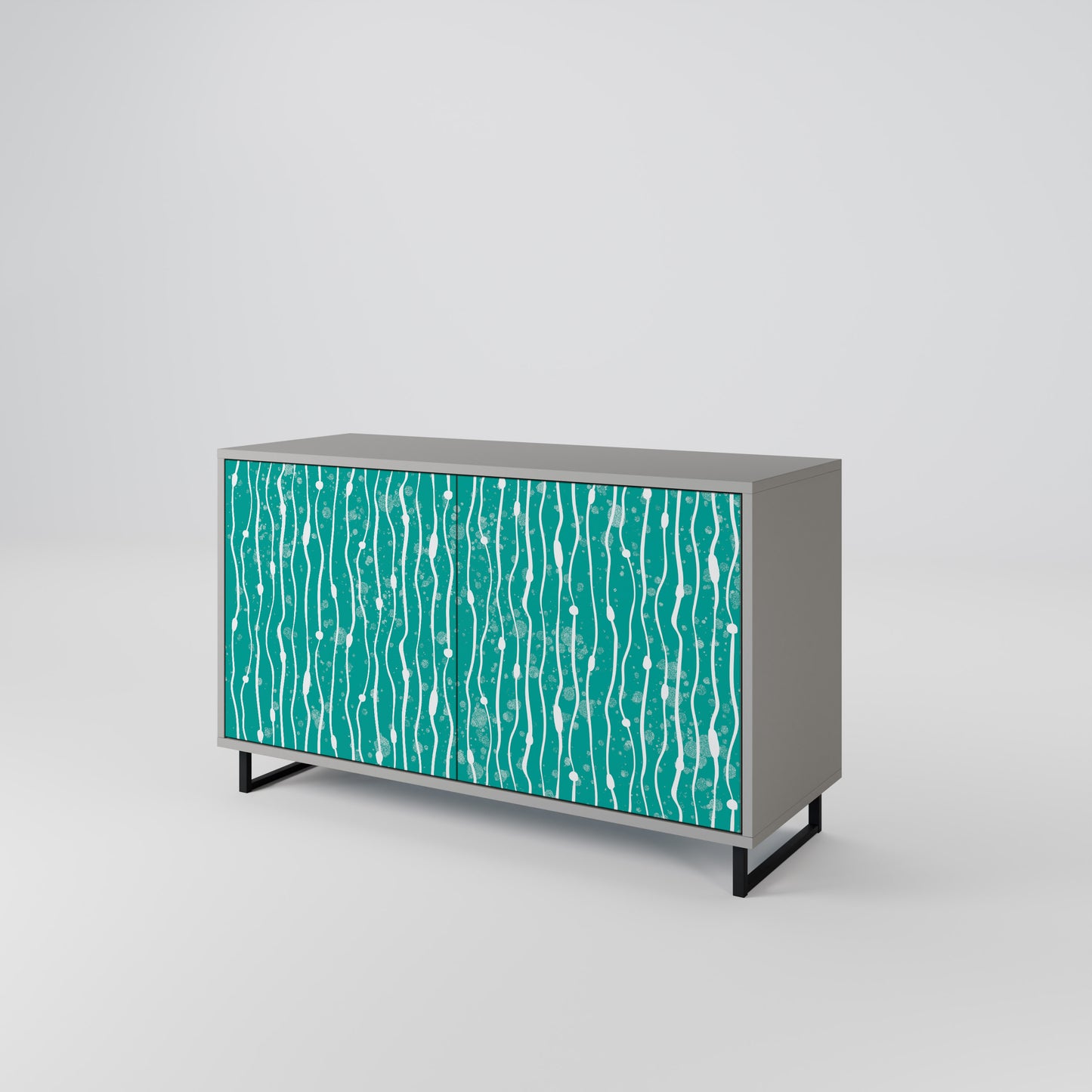 TURQUOISE RAIN 2-Door Sideboard in Grey Finish