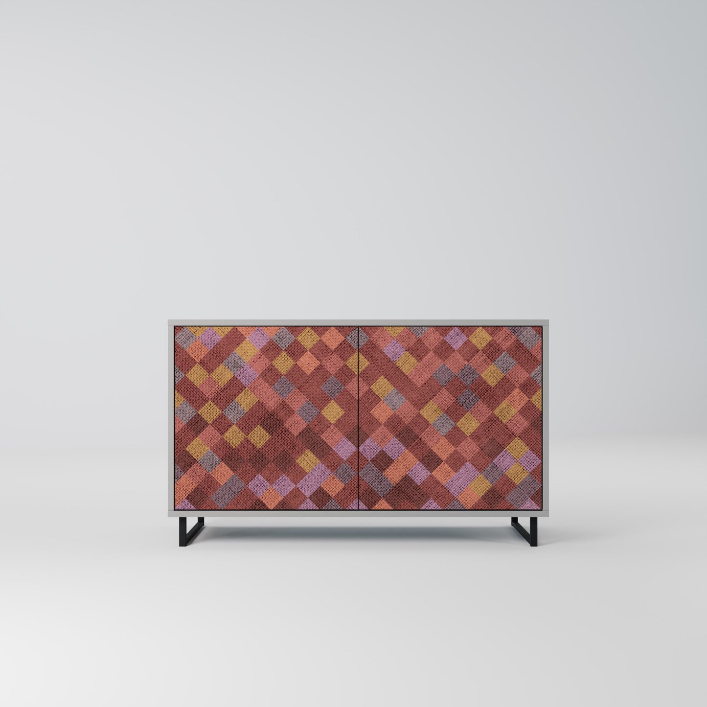 PAINTED SQUARES 2-Door Sideboard in Grey Finish