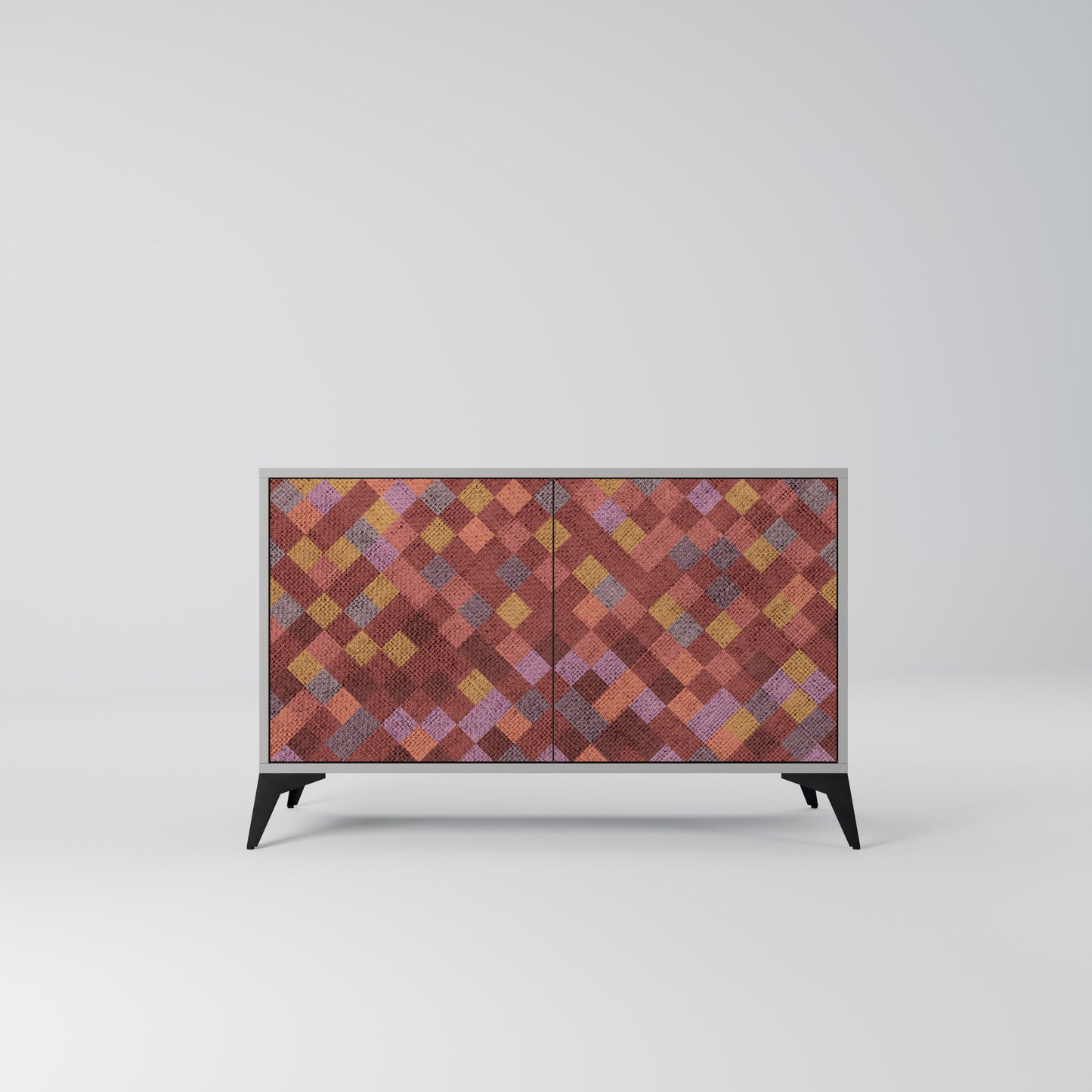 PAINTED SQUARES 2-Door Sideboard in Grey Finish