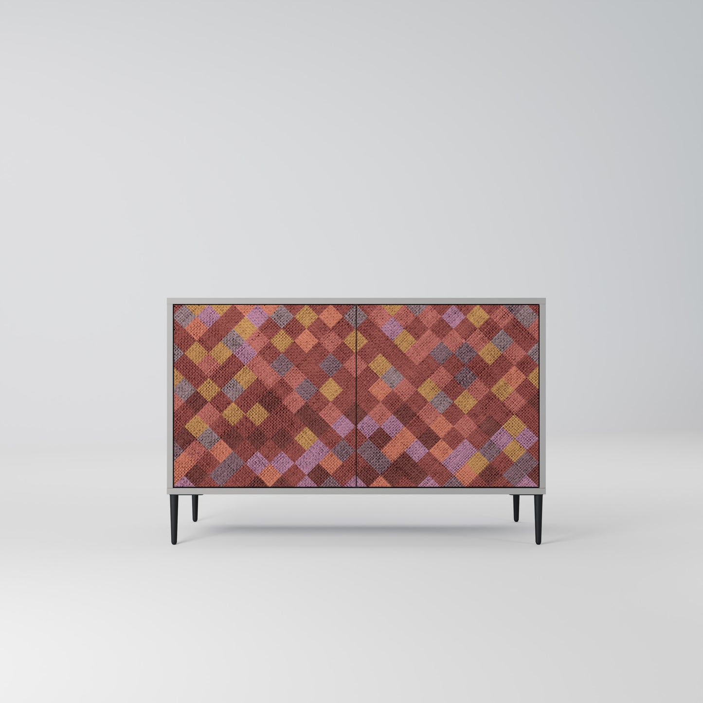 PAINTED SQUARES 2-Door Sideboard in Grey Finish