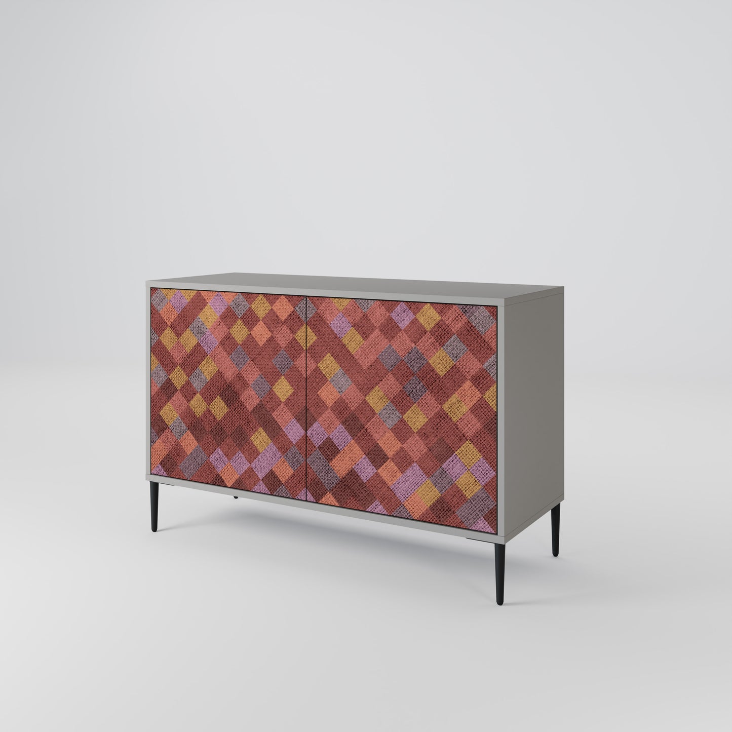 PAINTED SQUARES 2-Door Sideboard in Grey Finish