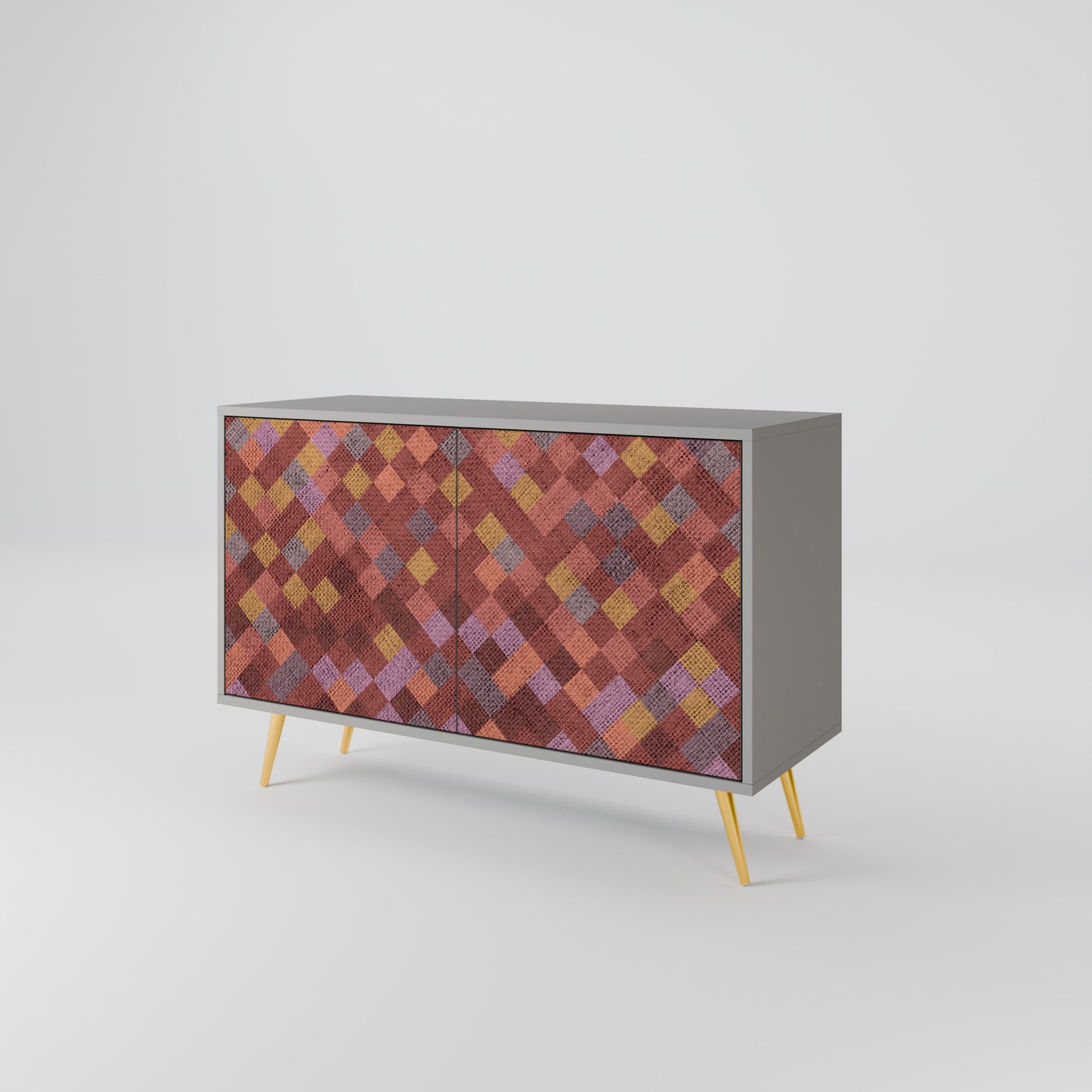 PAINTED SQUARES 2-Door Sideboard in Grey Finish