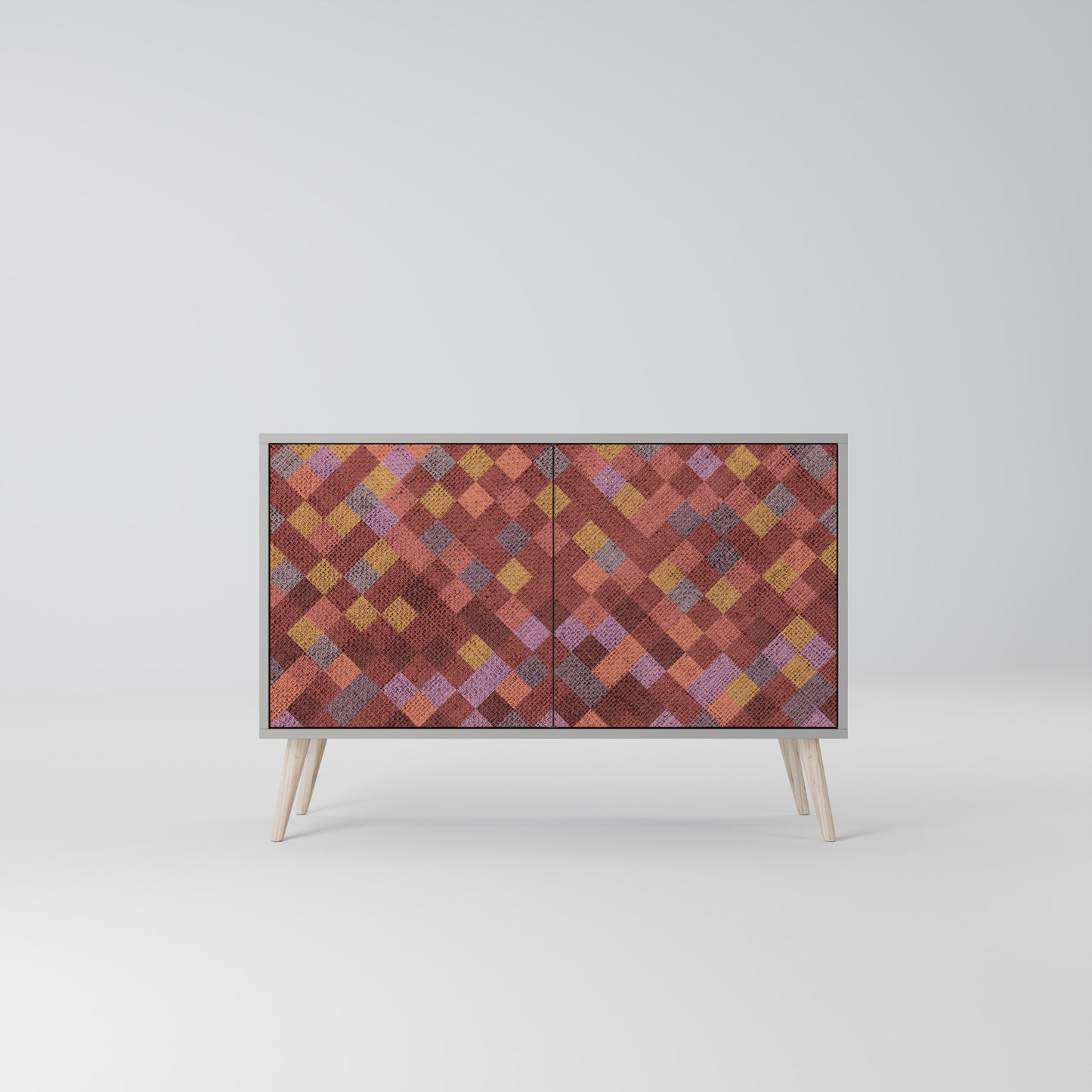 PAINTED SQUARES 2-Door Sideboard in Grey Finish