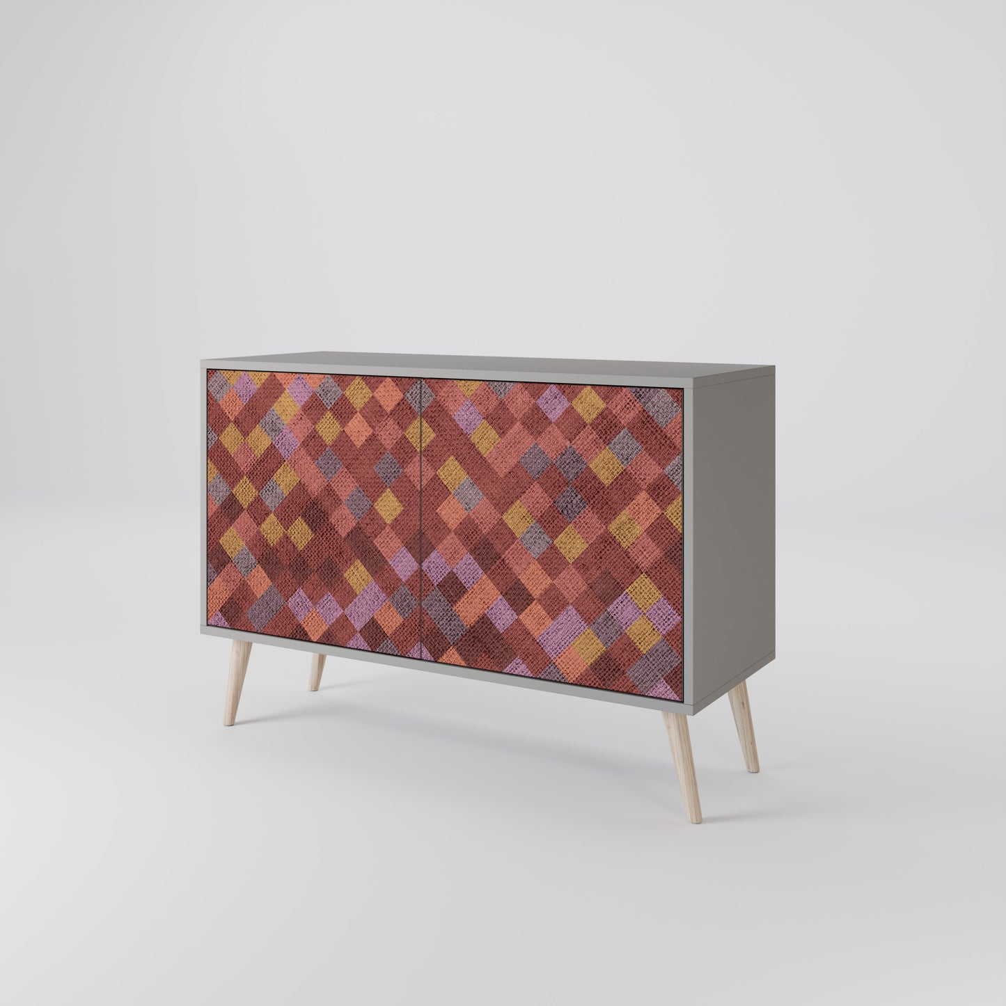 PAINTED SQUARES 2-Door Sideboard in Grey Finish