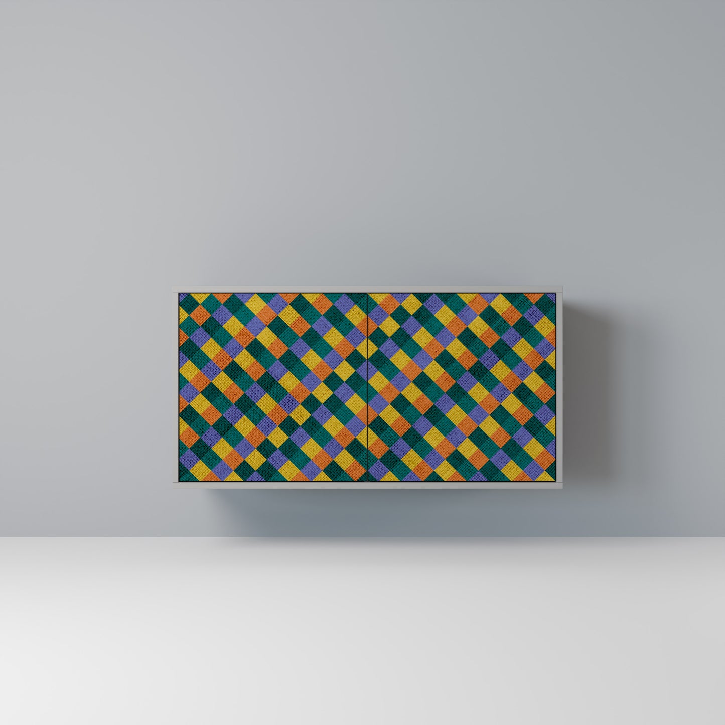 PAINTED SQUARES MIX 2-Door Sideboard in Grey Finish