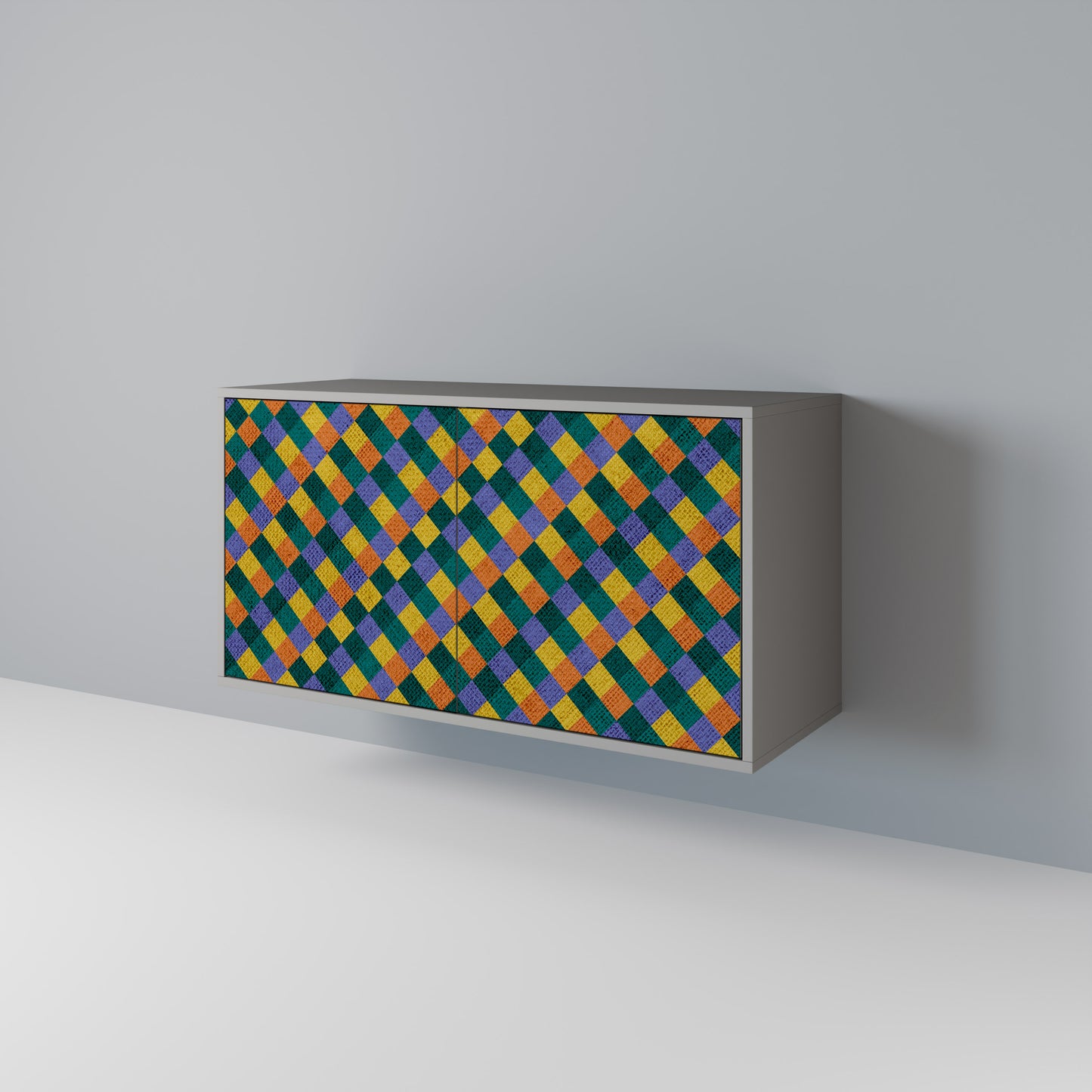 PAINTED SQUARES MIX 2-Door Sideboard in Grey Finish