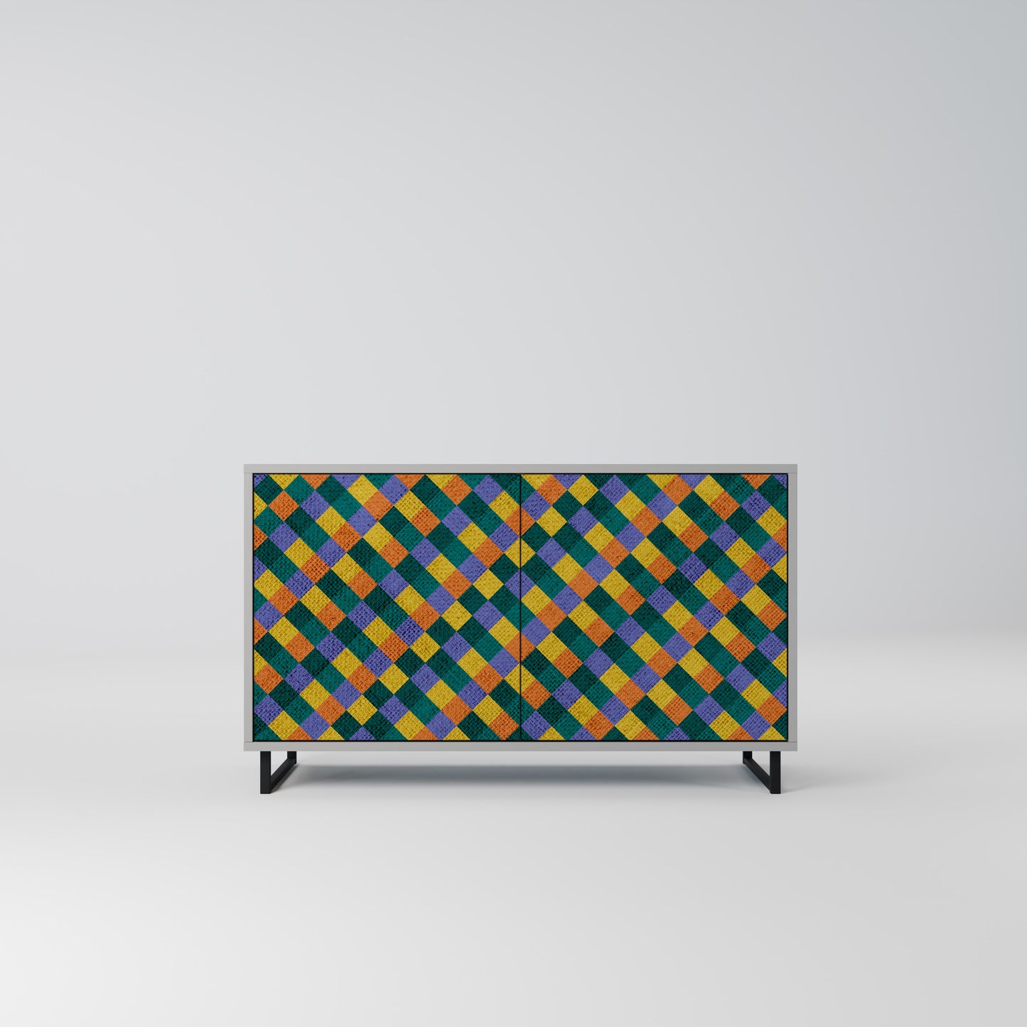 PAINTED SQUARES MIX 2-Door Sideboard in Grey Finish