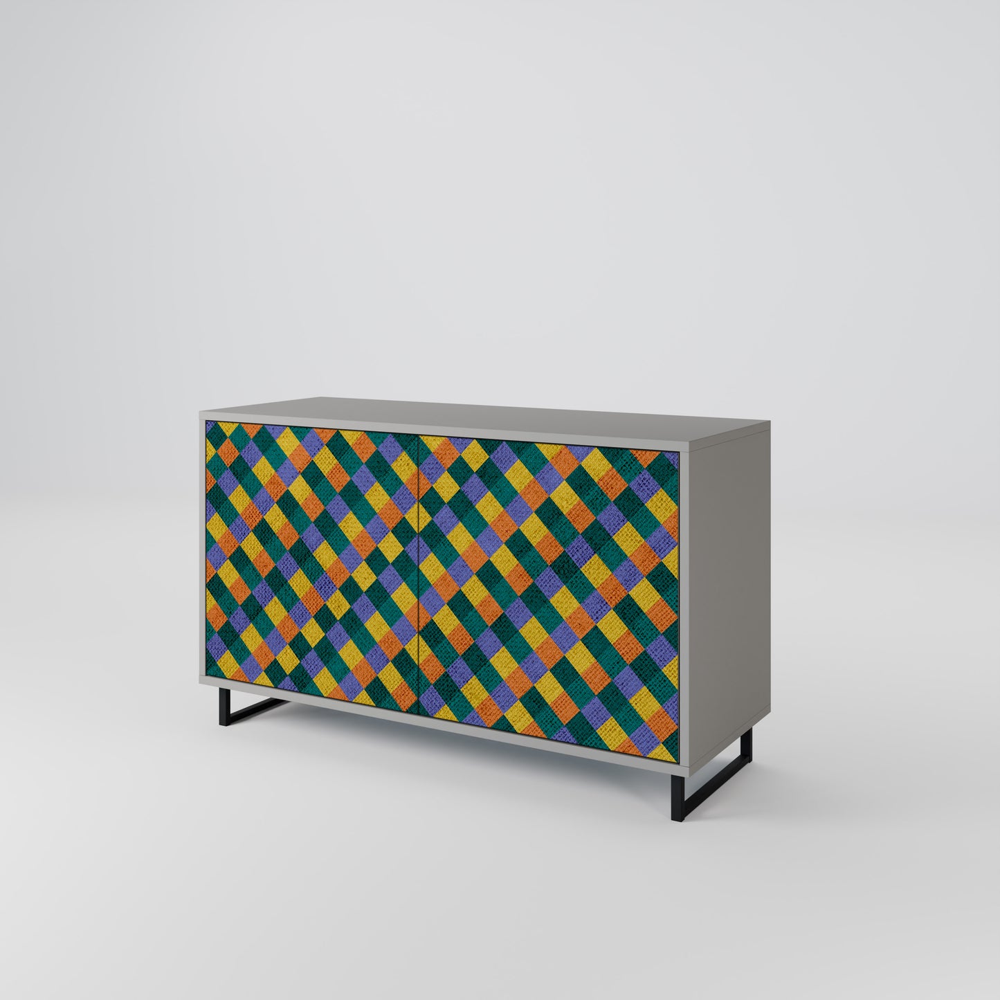 PAINTED SQUARES MIX 2-Door Sideboard in Grey Finish